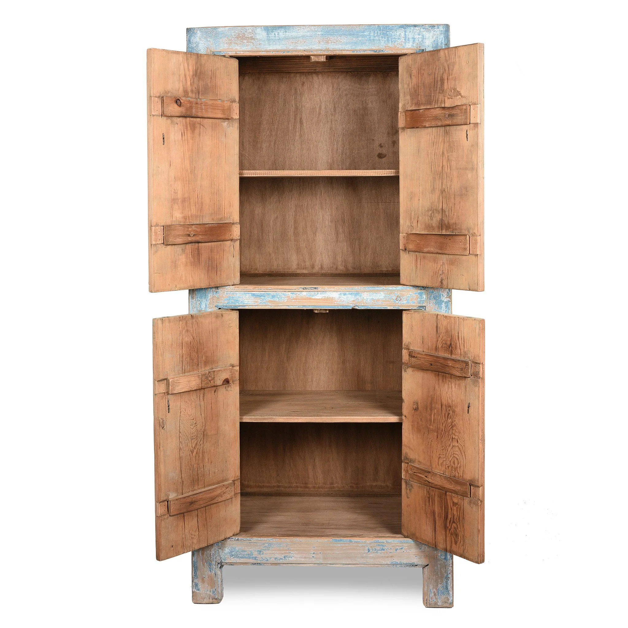 Tall Blue Cabinet Made From Old Painted Pine - Image 2