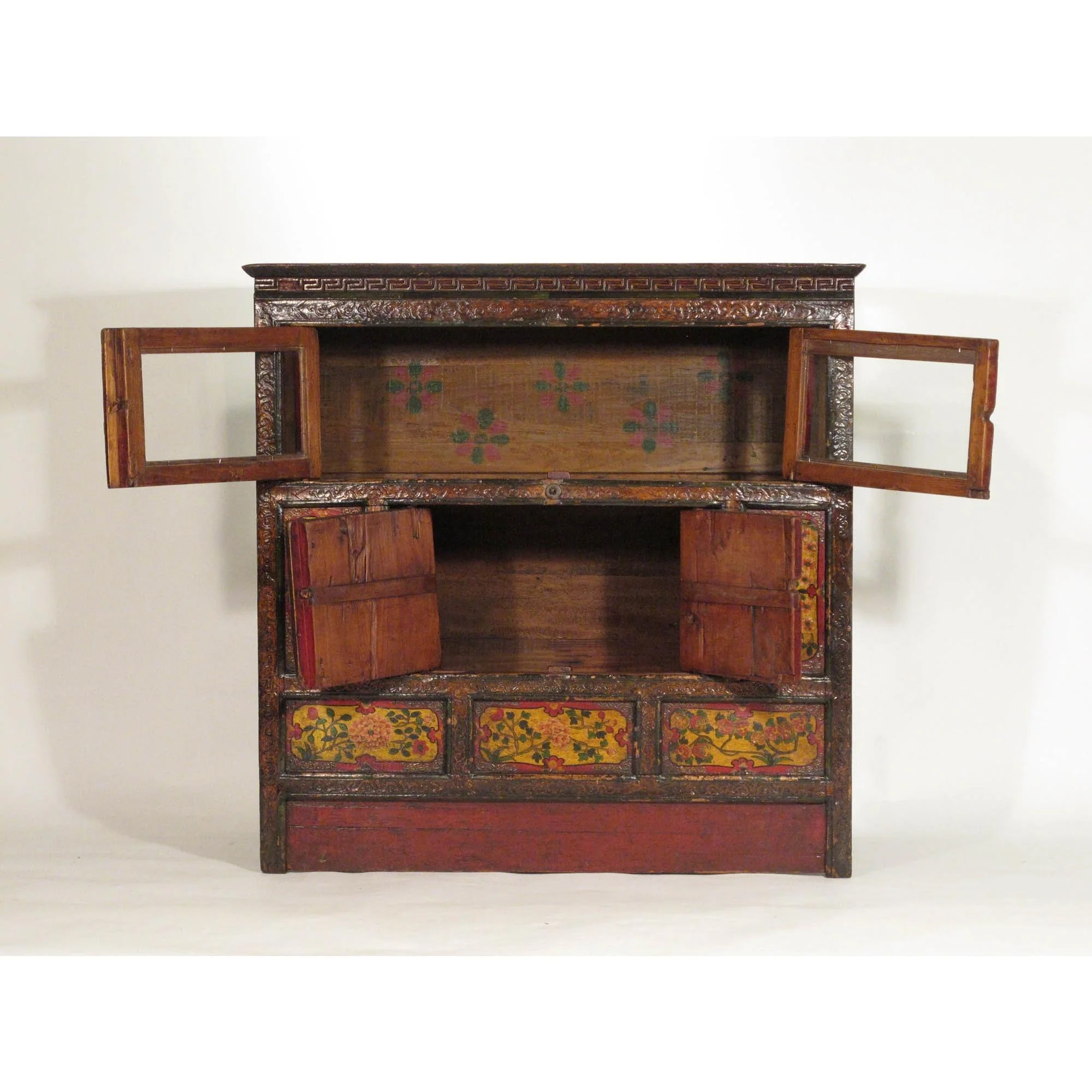 Early 20thC Tibetan Altar Cabinet With Original Painting - Image 3