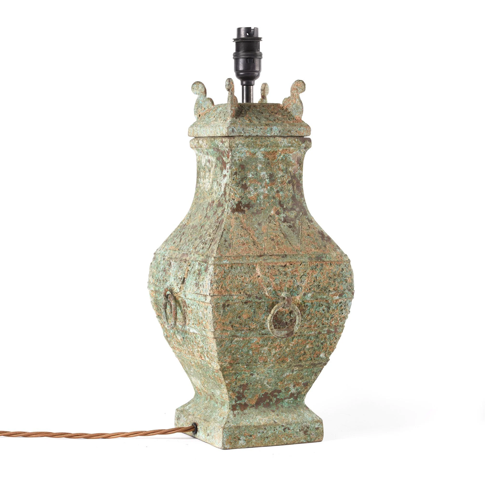 Verdigris Bronze Wine Jar Table Lamp - Zhou Dynasty Style - Image 6