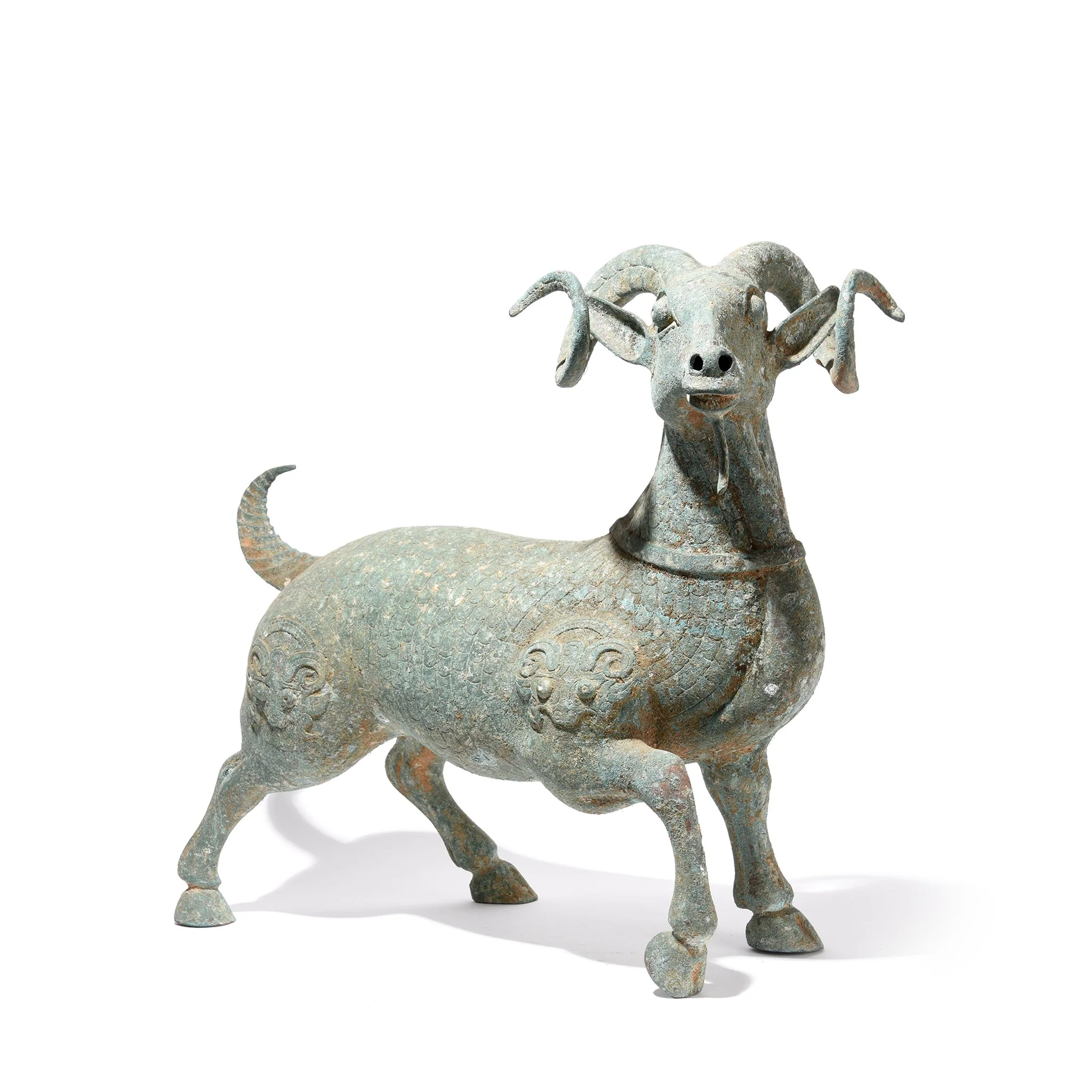 Elegant Bronze Ram Statue - Han Dynasty Style - Image 3