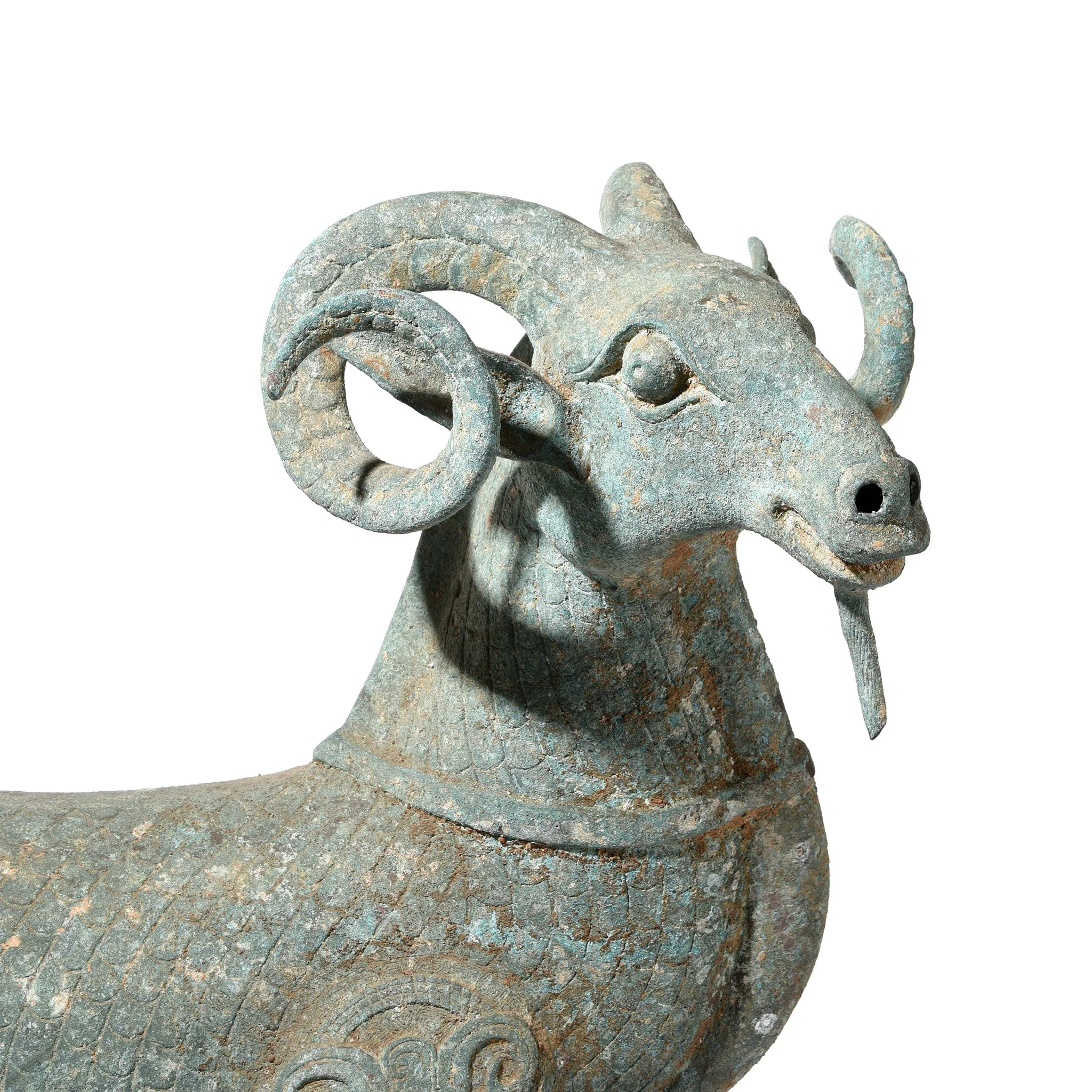 Elegant Bronze Ram Statue - Han Dynasty Style - Image 5