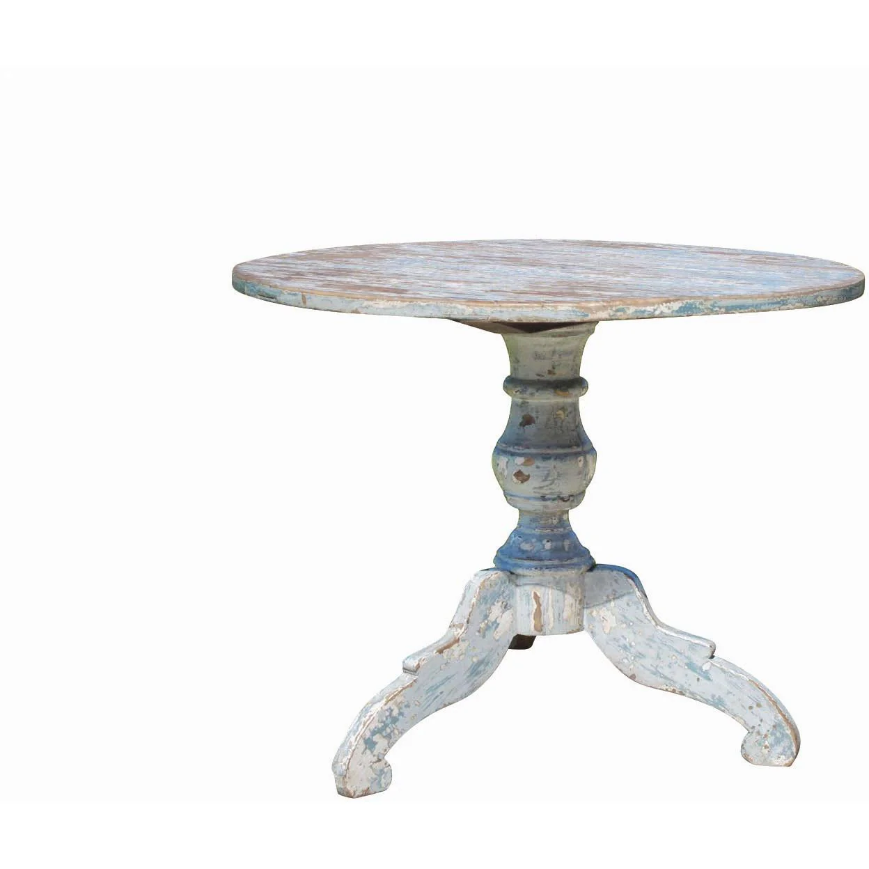 Distressed Blue Painted Round Table