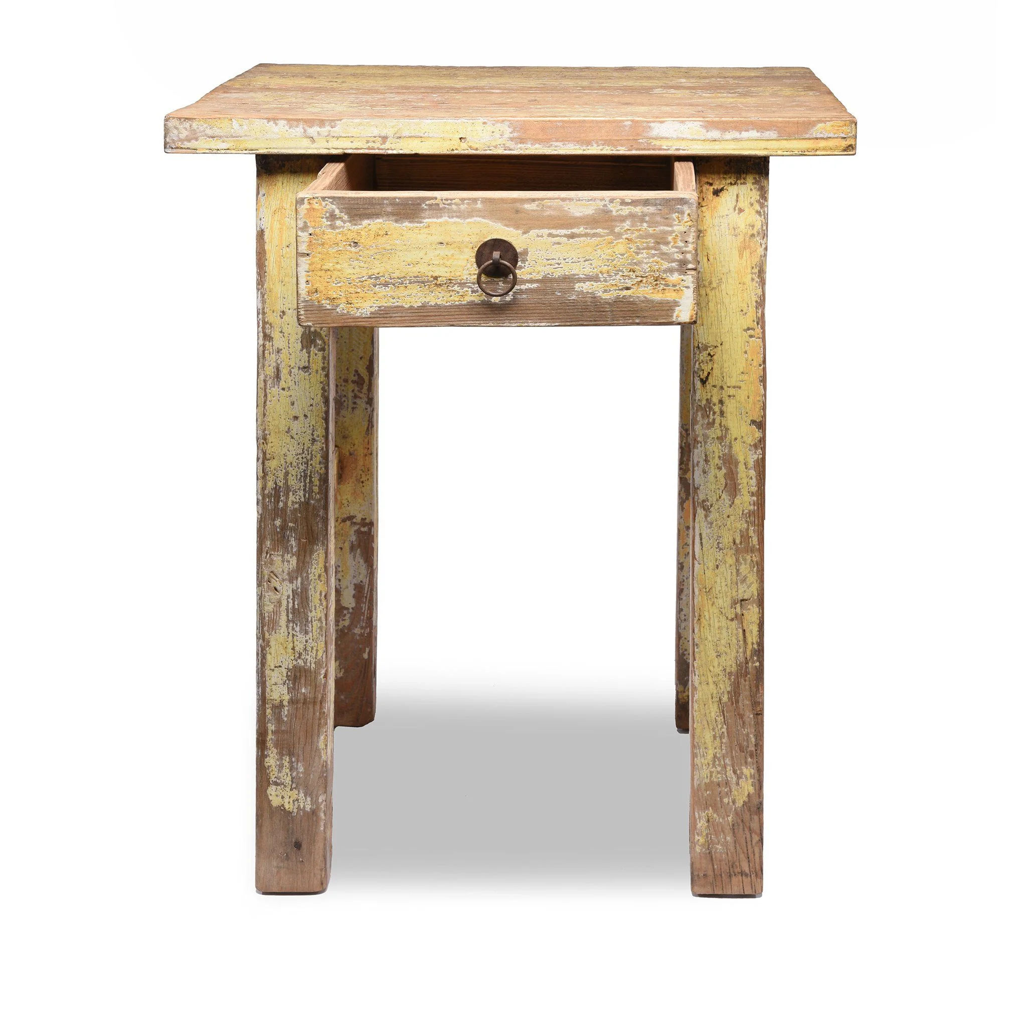 Country Table Made From Old Yellow Painted Pine - Image 3