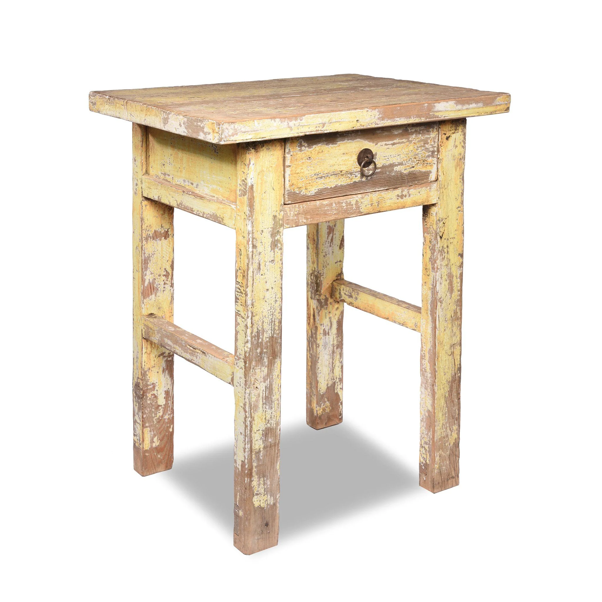 Country Table Made From Old Yellow Painted Pine - Image 4