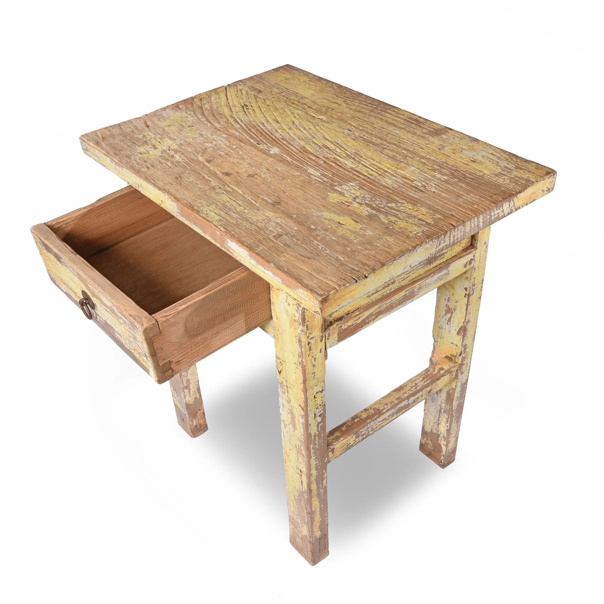 Country Table Made From Old Yellow Painted Pine - Image 6