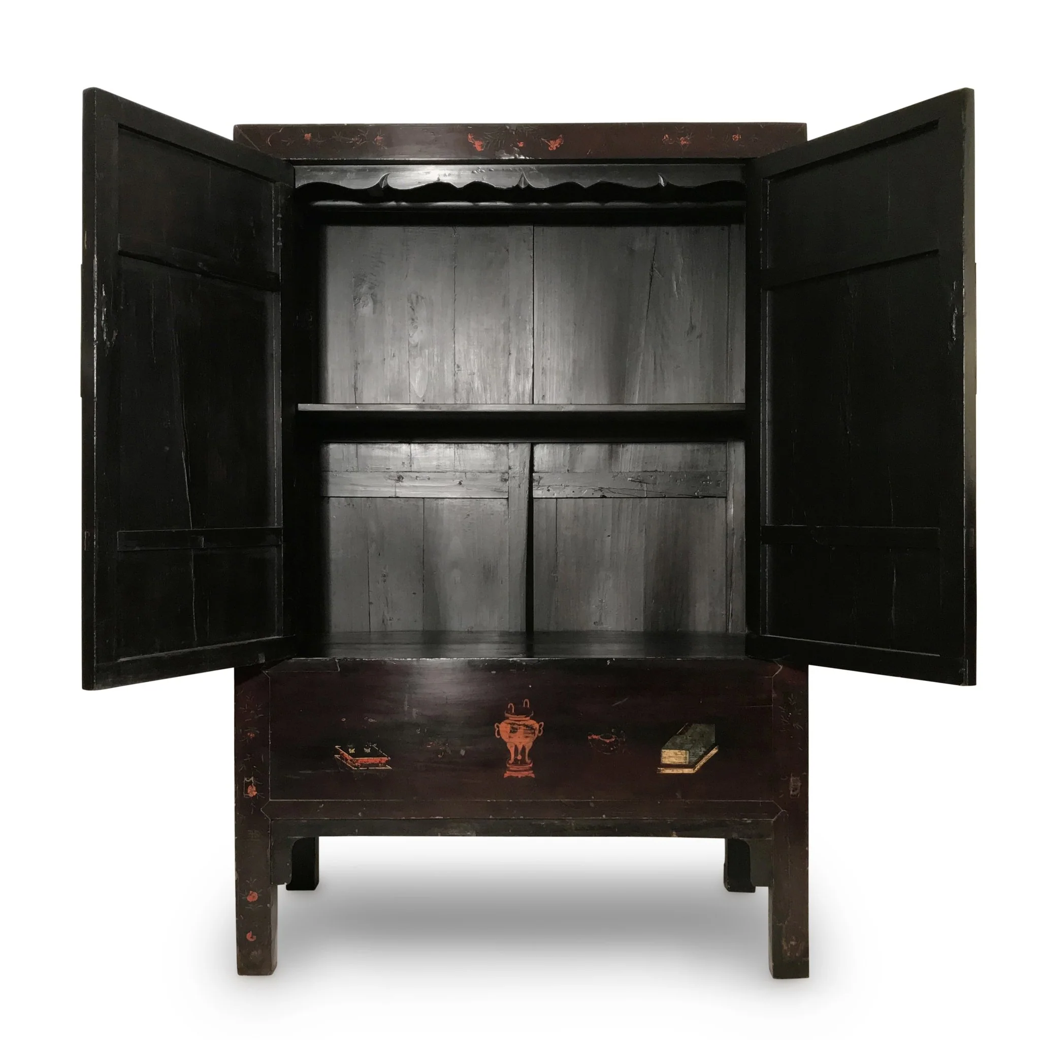 Antique Black Lacquer Wedding Cabinet from Shanxi  - 19thC - Image 2