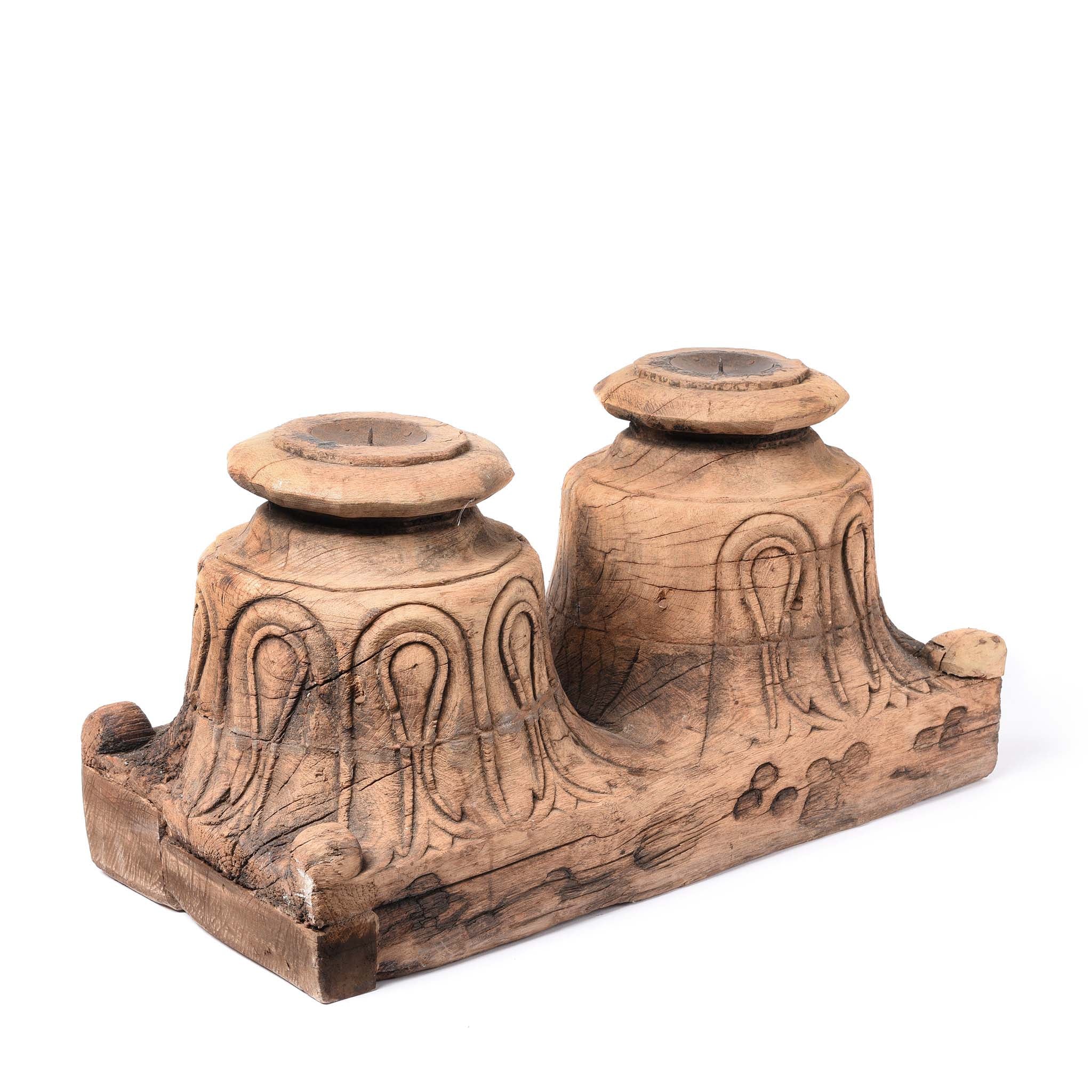 Double Capital Candlestick From Gujarat - 19thC - Image 2