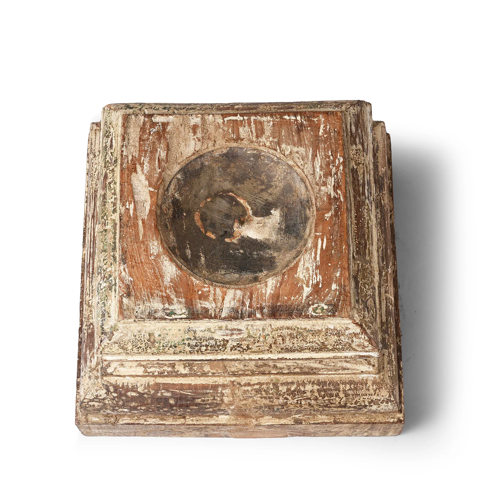 Old Painted Teak Capital Candlestand - Ca 1920 - Image 3