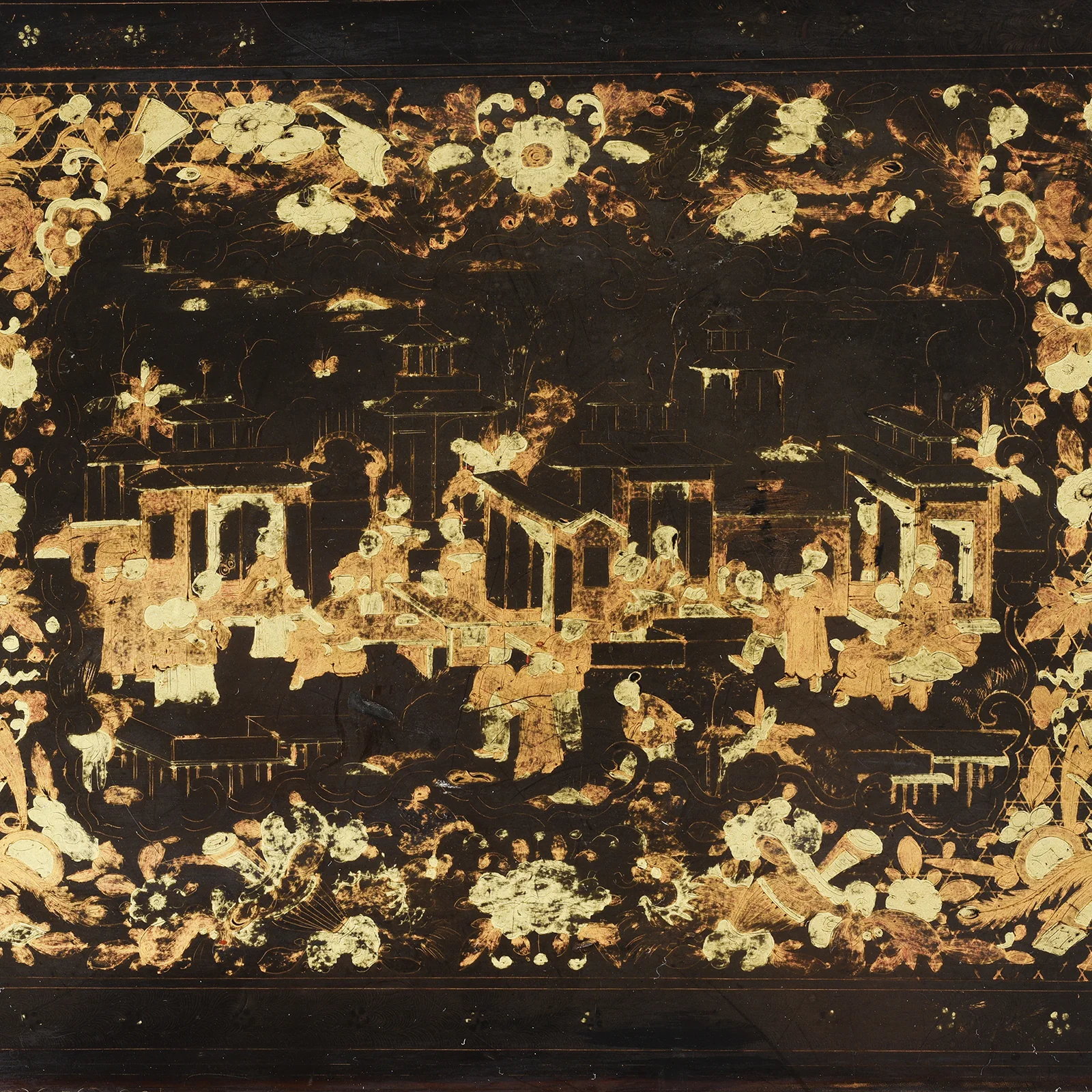 Canton Export Black Lacquer Sewing Box - Ca 1830's - Image 10