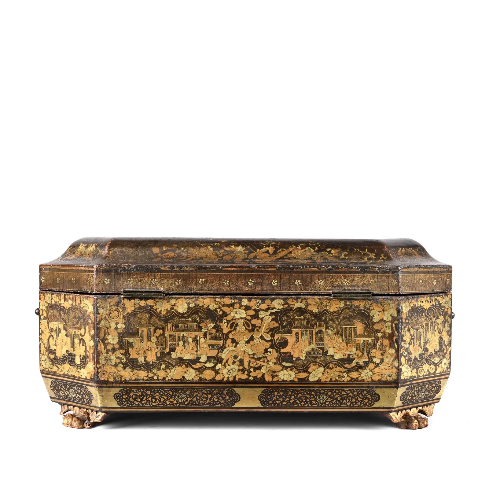 Canton Export Black Lacquer Sewing Box - Ca 1830's - Image 13