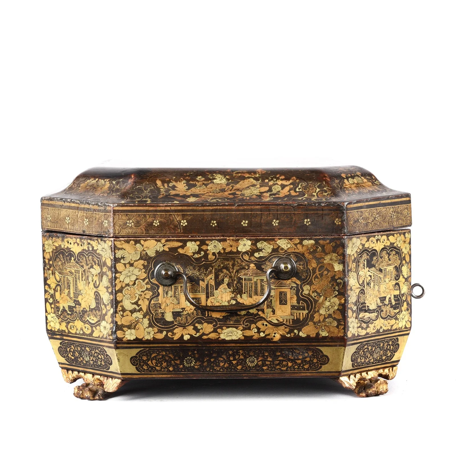 Canton Export Black Lacquer Sewing Box - Ca 1830's - Image 3