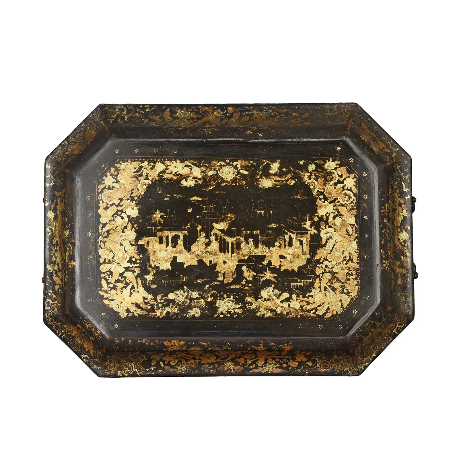 Canton Export Black Lacquer Sewing Box - Ca 1830's - Image 4