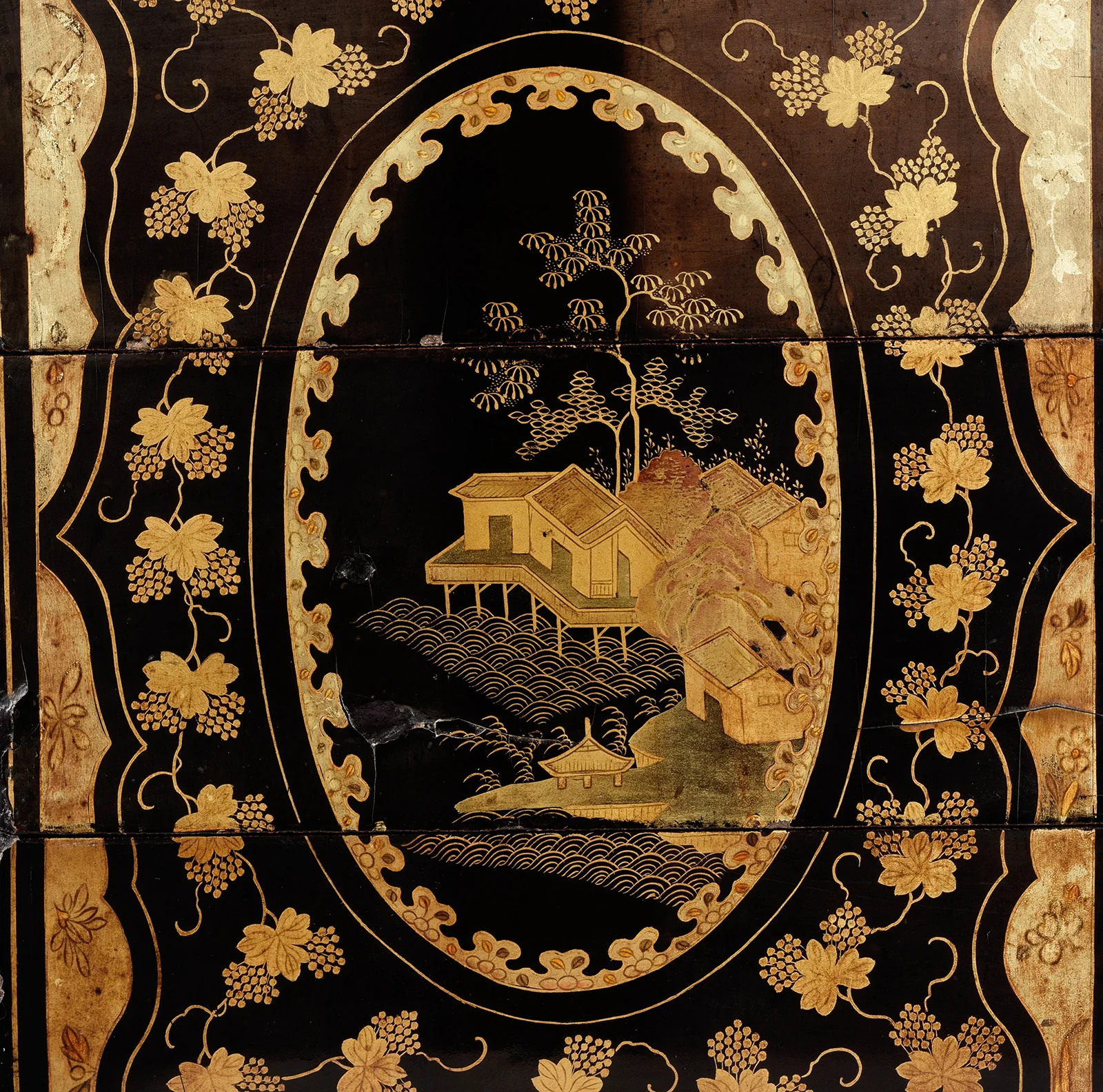 Canton Export Black Lacquer Stacking Haberdashery Box - Qing Dynasty - Image 4