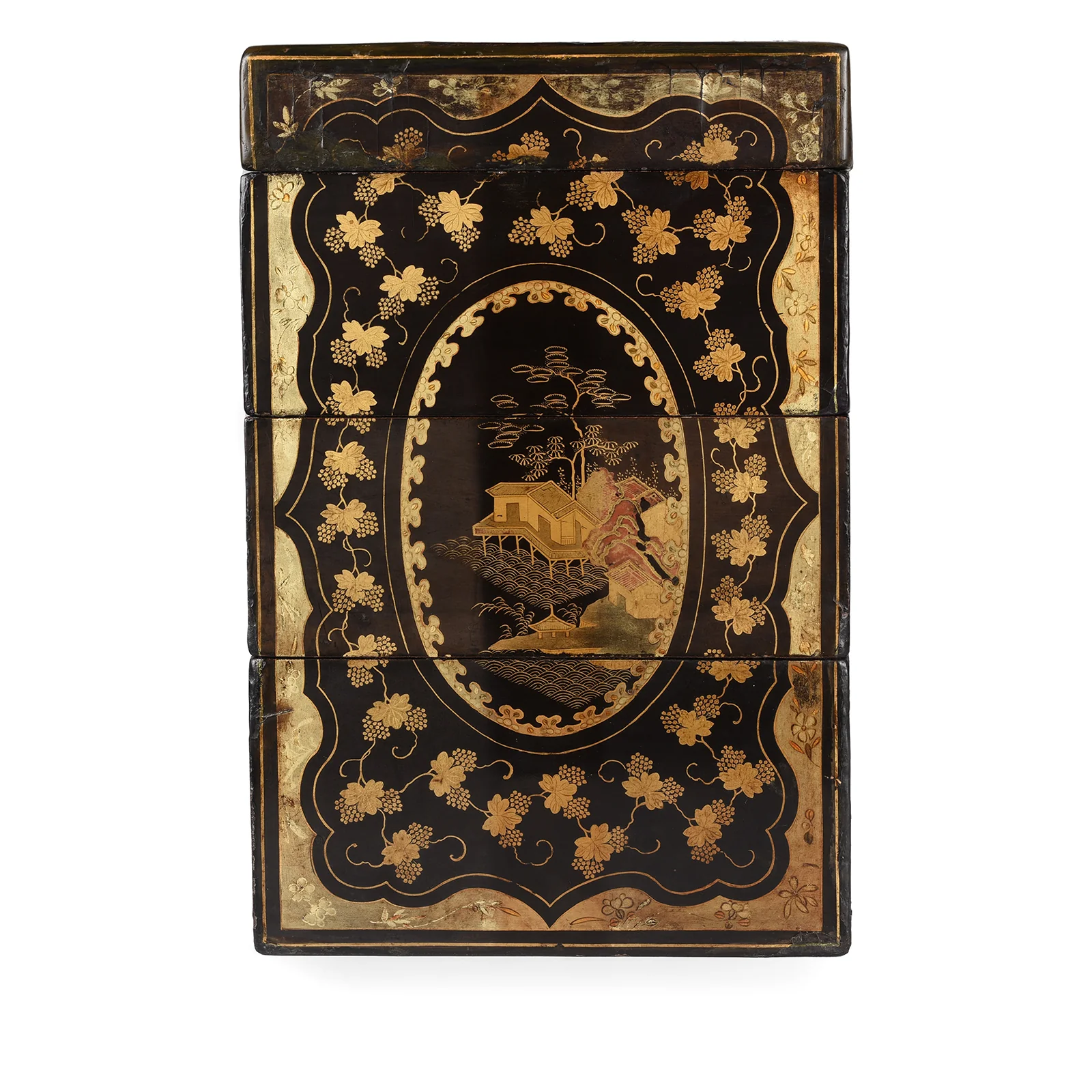 Canton Export Black Lacquer Stacking Haberdashery Box - Qing Dynasty - Image 9