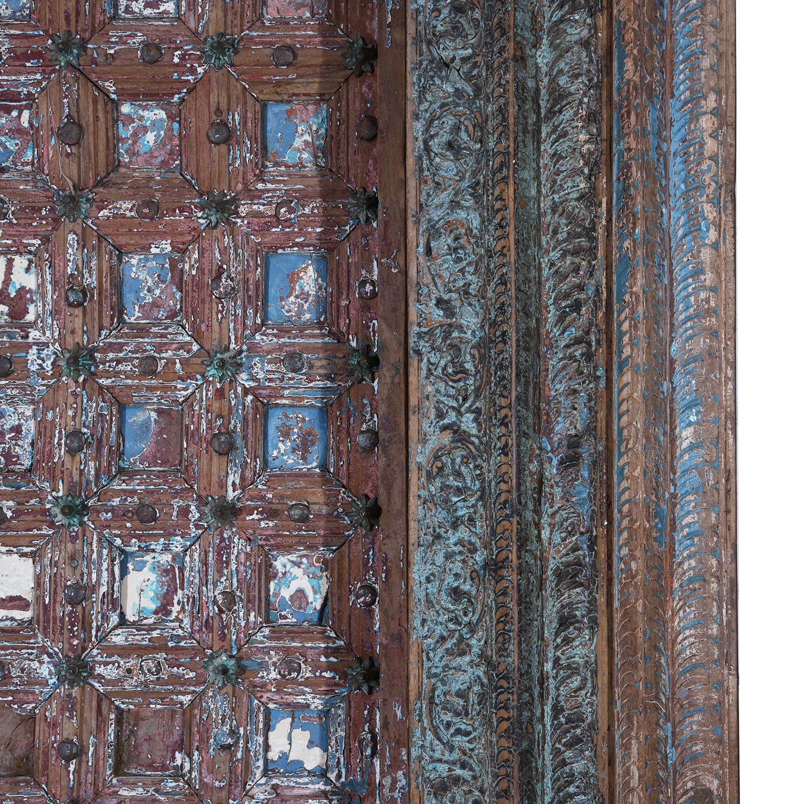 Painted & Carved Door From The Punjab - 19th Century - Image 8