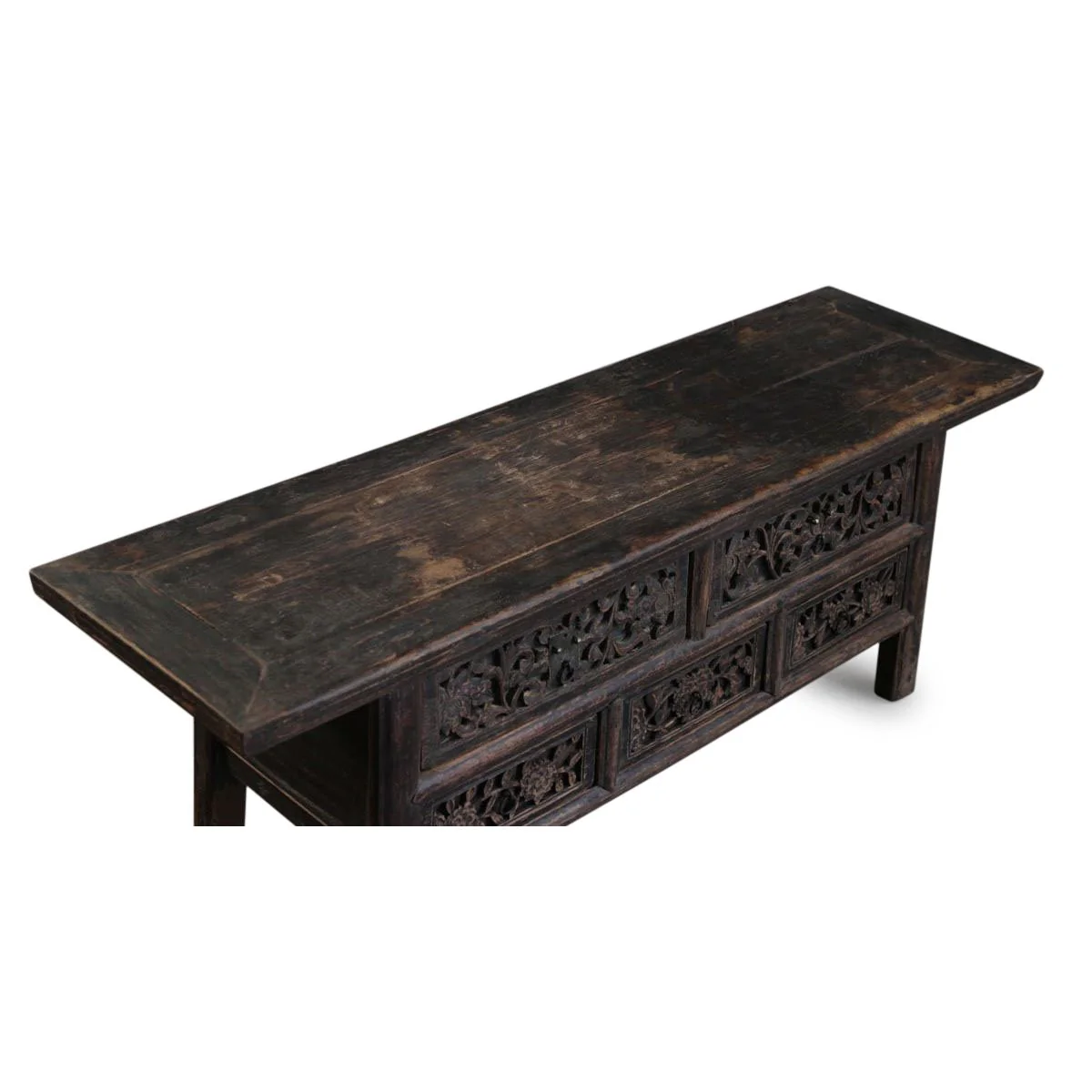 5 Drawer Carved Low "Kang" Cabinet From Shanxi - 19thC - Image 2