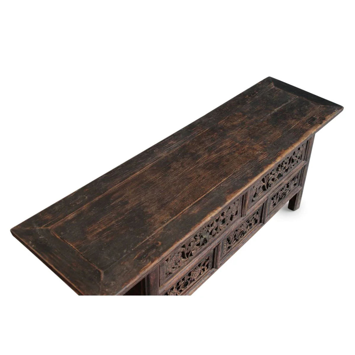 5 Drawer Carved Low "Kang" Cabinet From Shanxi - 19thC - Image 3