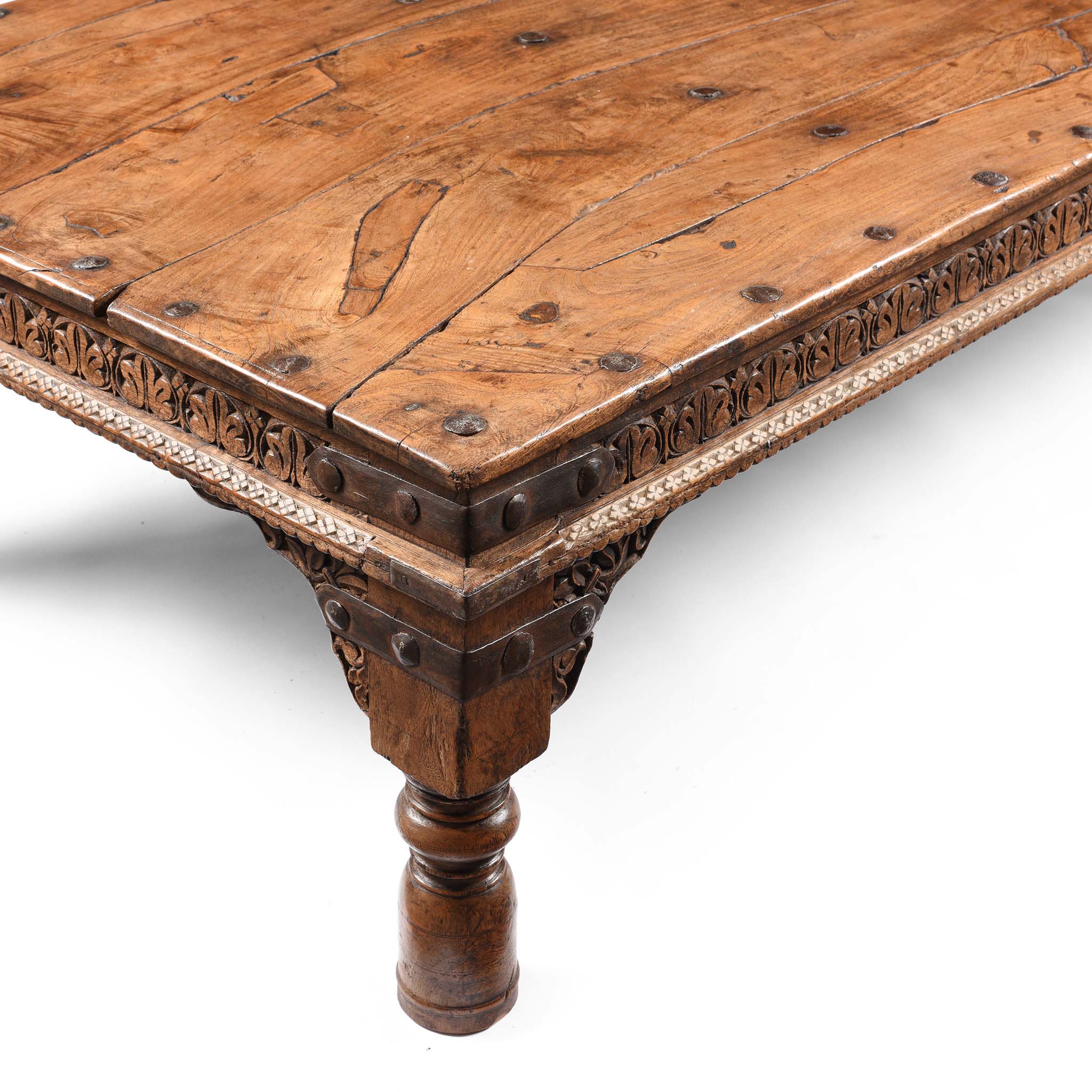 Indian Acacia Wood Takhat Coffee Table From Rajasthan- 19thC - Image 10
