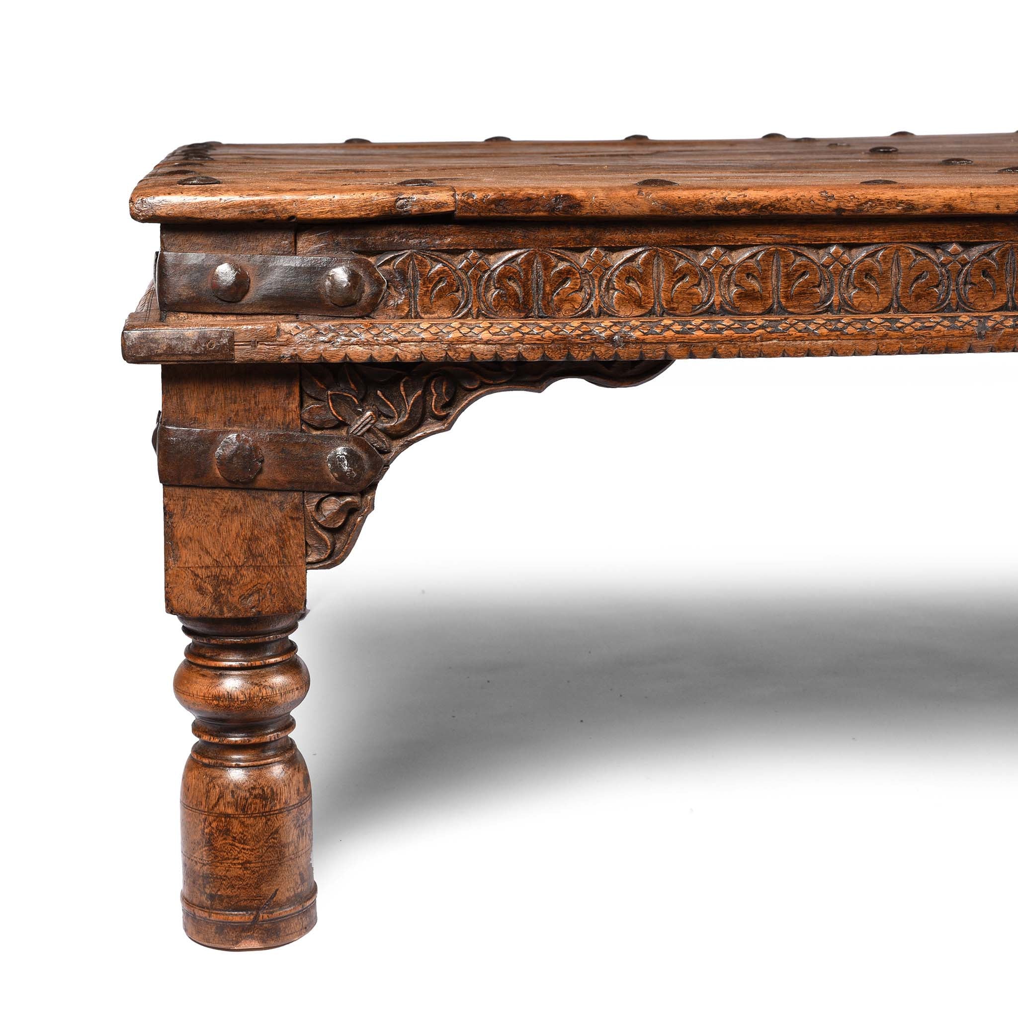 Indian Acacia Wood Takhat Coffee Table From Rajasthan- 19thC - Image 3