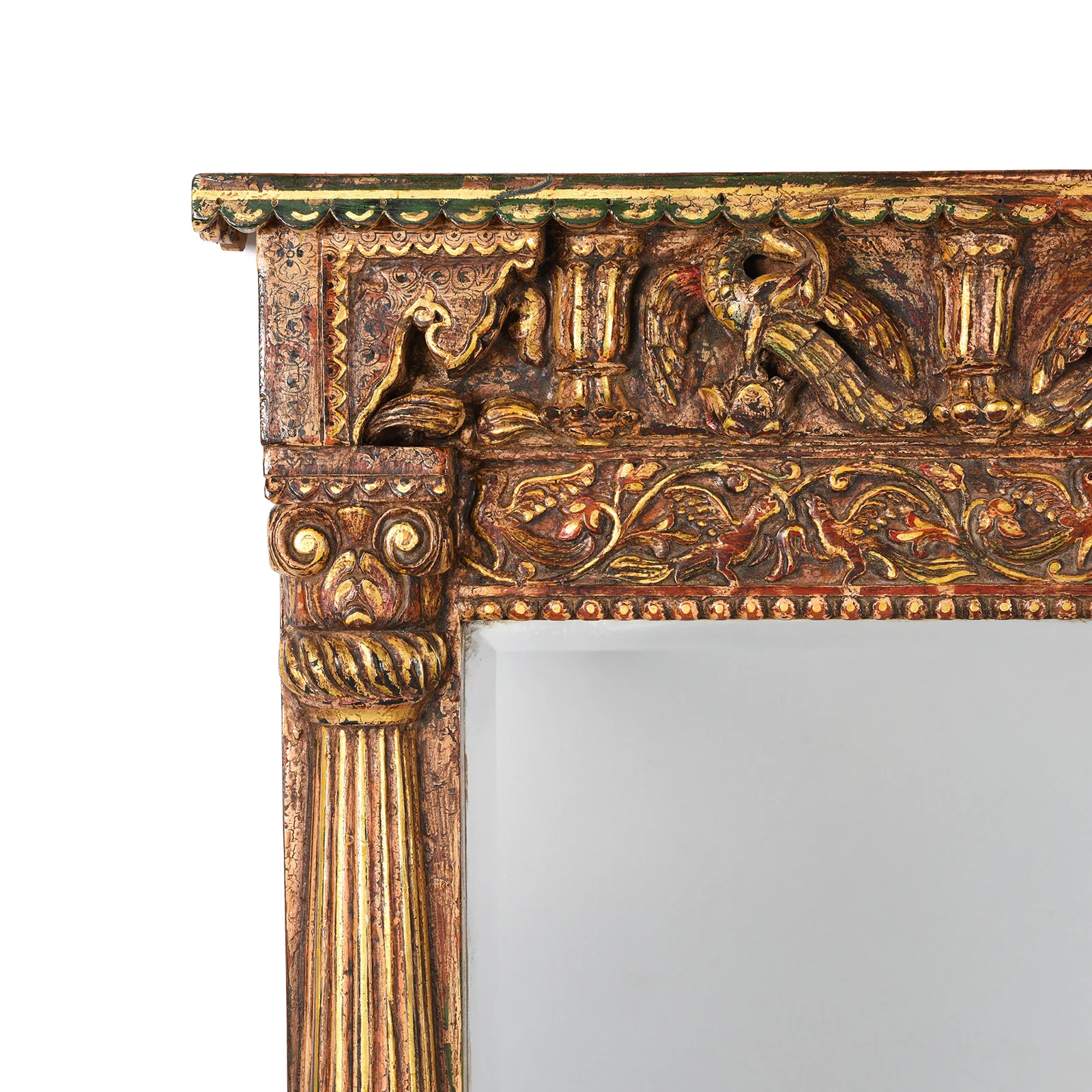 Reproduction Carved Painted Bikaner Style Mirror - Image 2