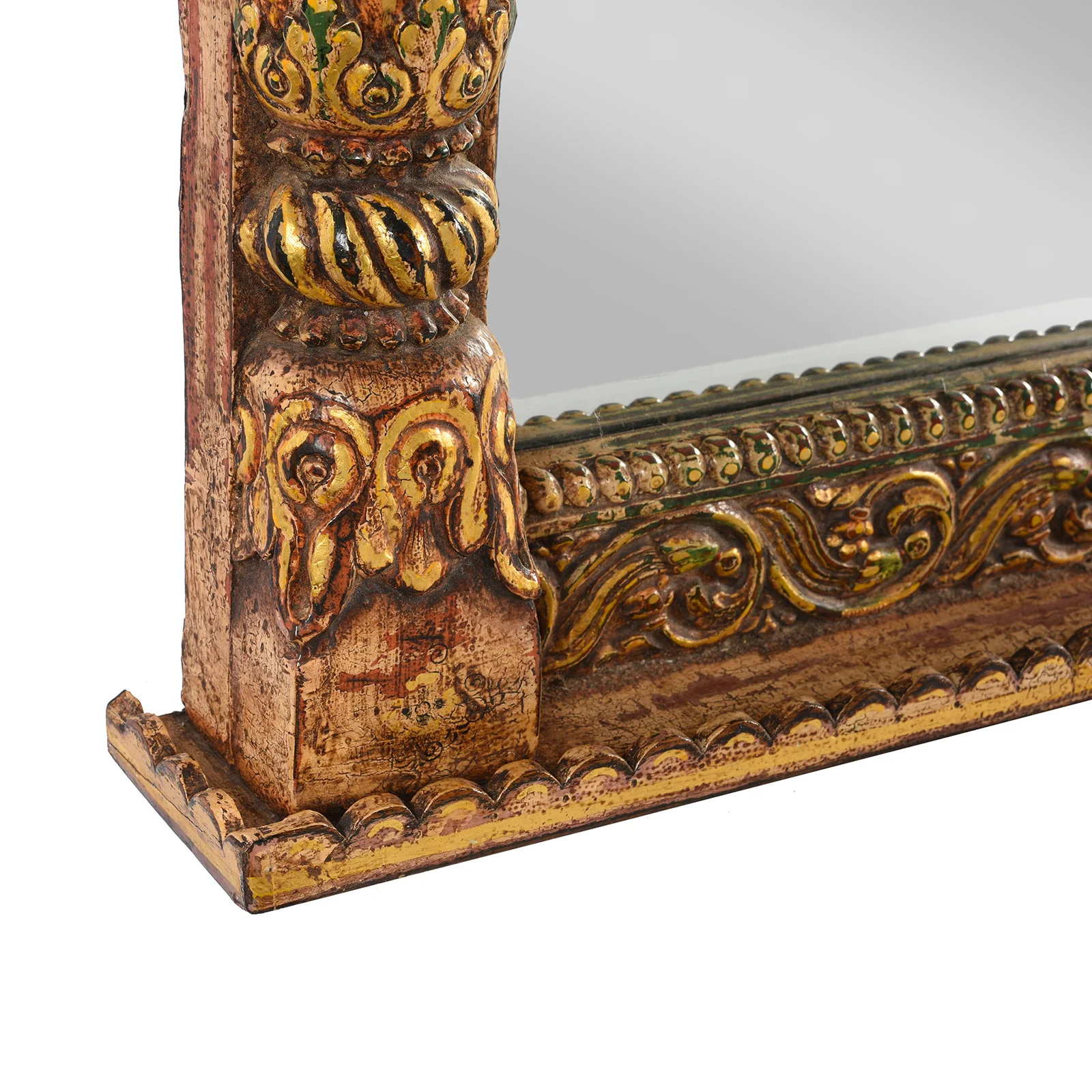 Reproduction Carved Painted Bikaner Style Mirror - Image 3