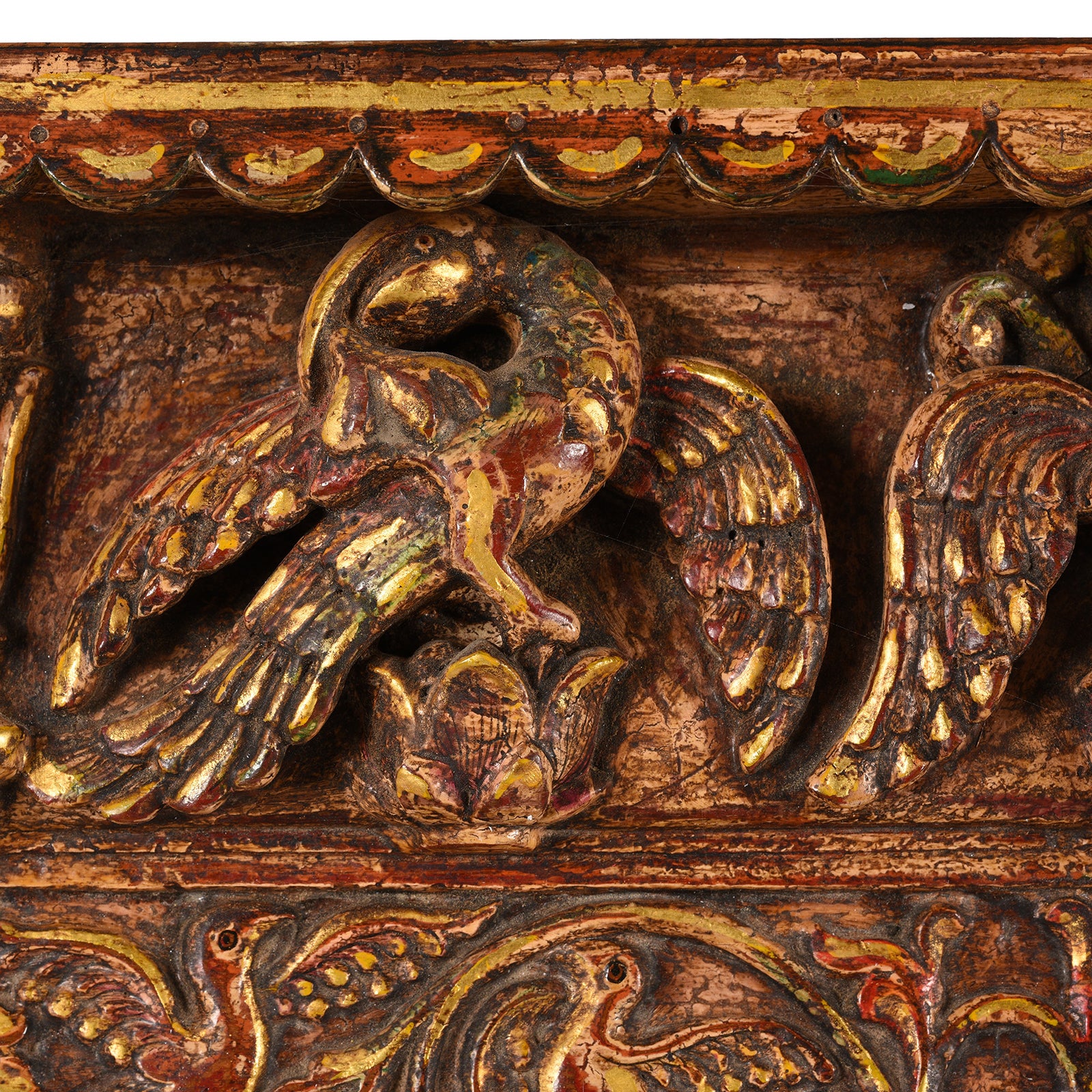 Reproduction Carved Painted Bikaner Style Mirror - Image 4