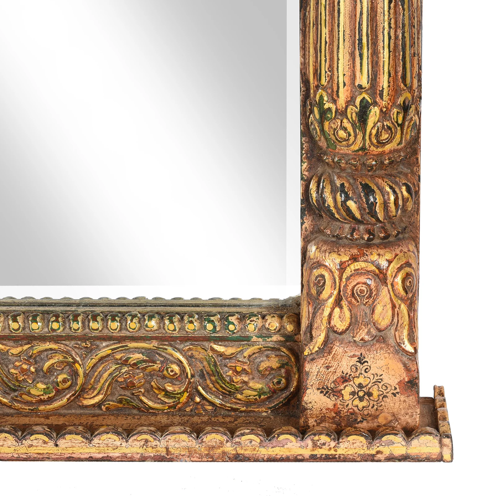 Reproduction Carved Painted Bikaner Style Mirror - Image 5