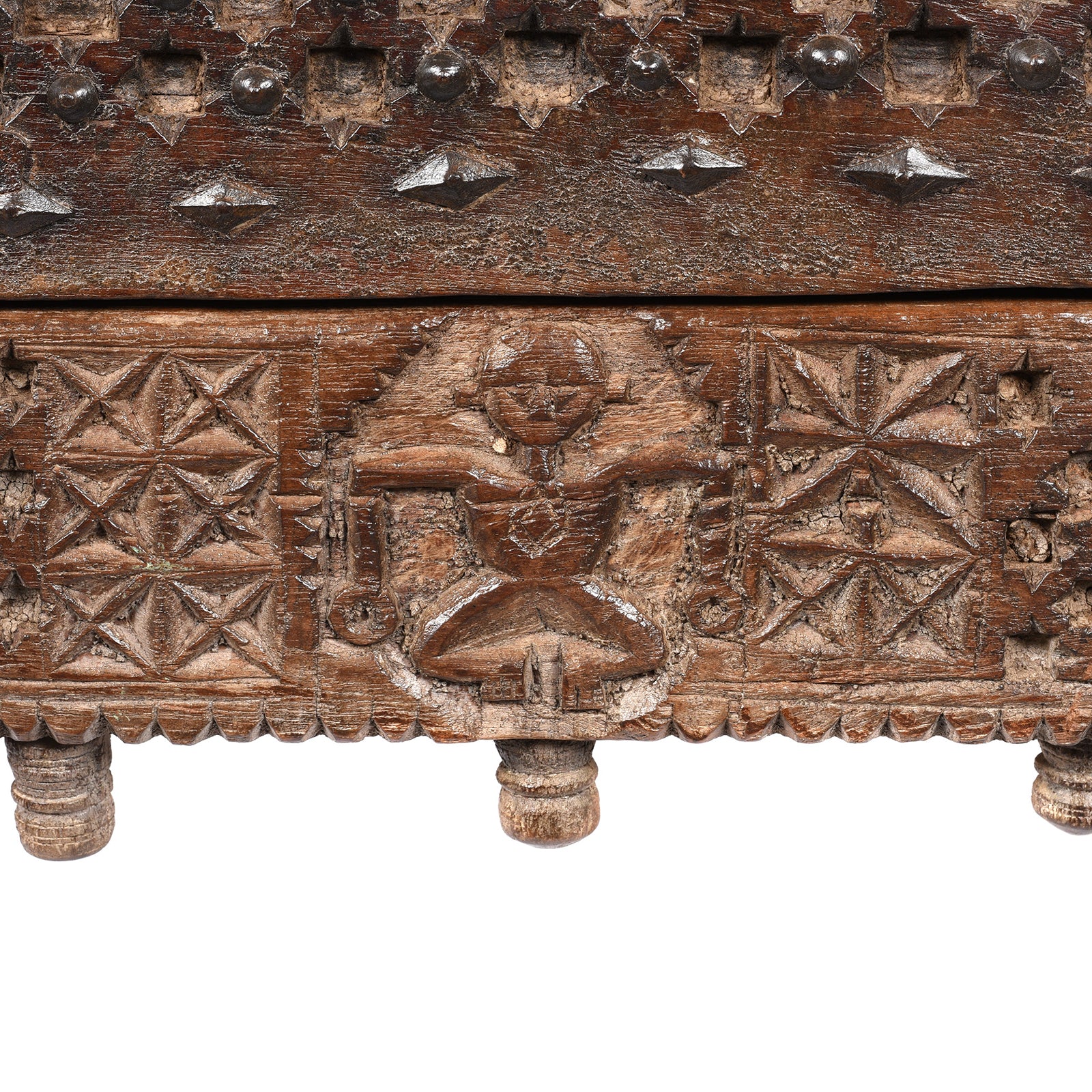 Carved Teak Majus Dowry Chest From Saurashtra - 19thC - Image 5