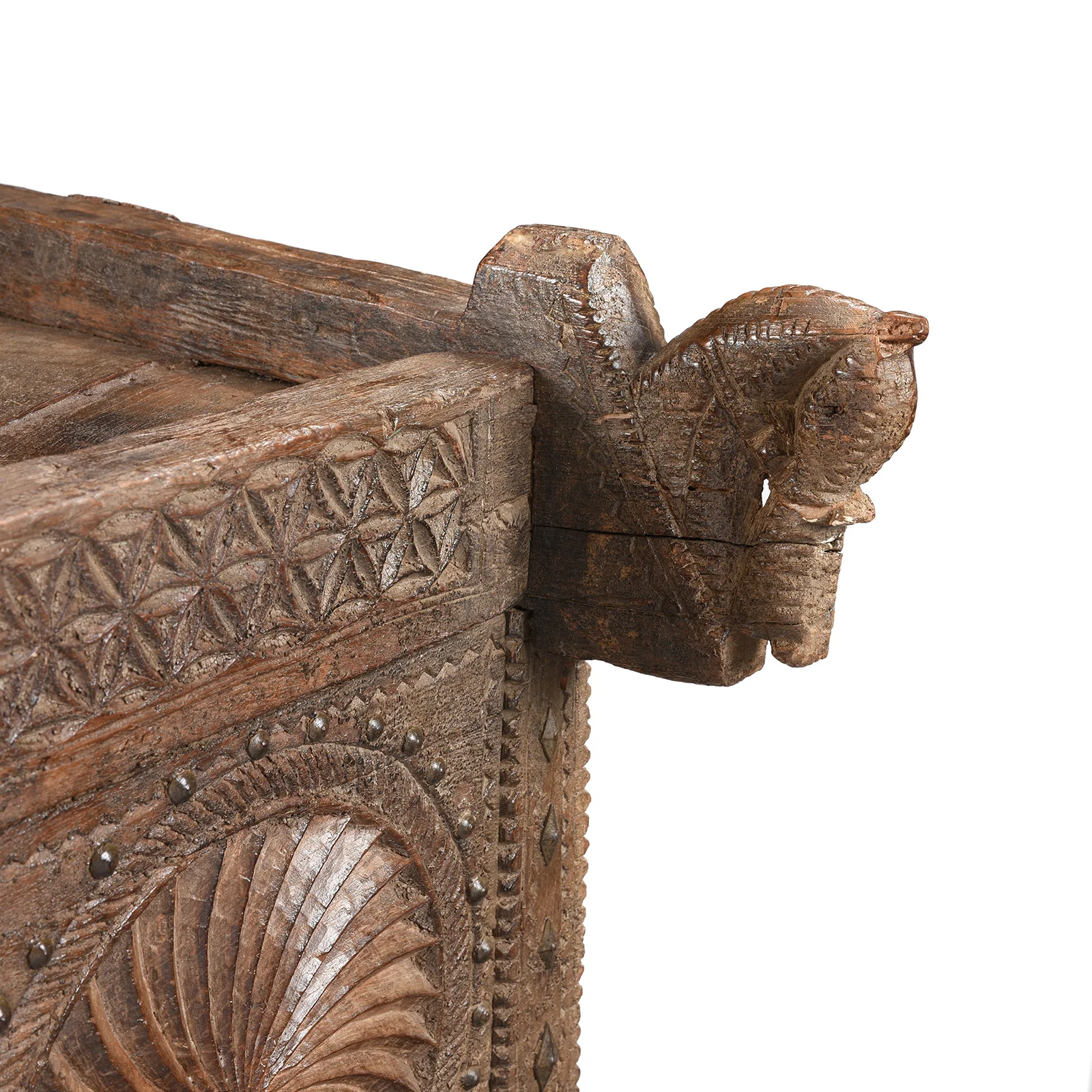 Carved Teak Majus Dowry Chest From Saurashtra - 19thC - Image 7