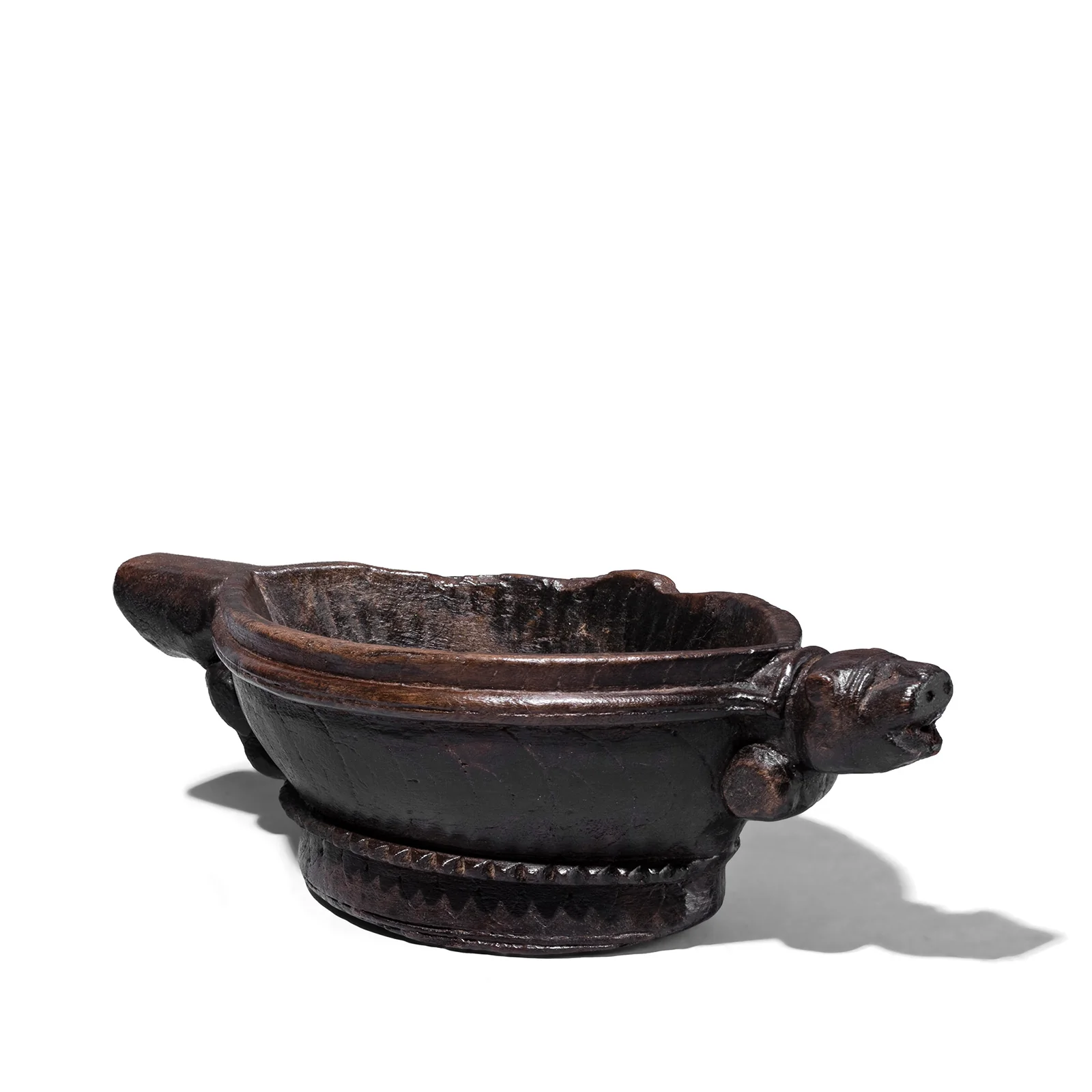 Carved Teak Kharal - Opium Grinder -19th Century