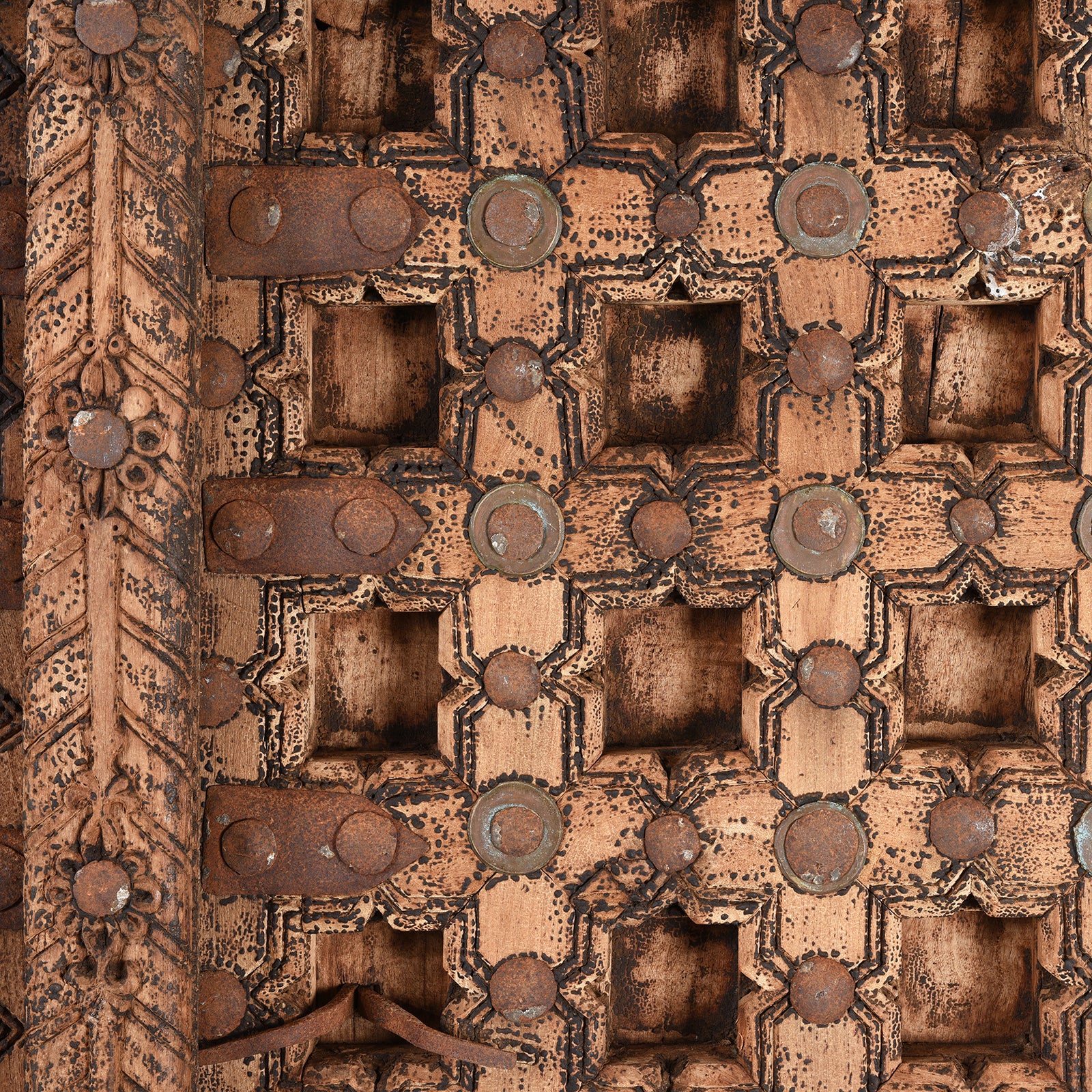 Carved Teak Indian Panelled Door From Gujarat - 19thC - Image 4