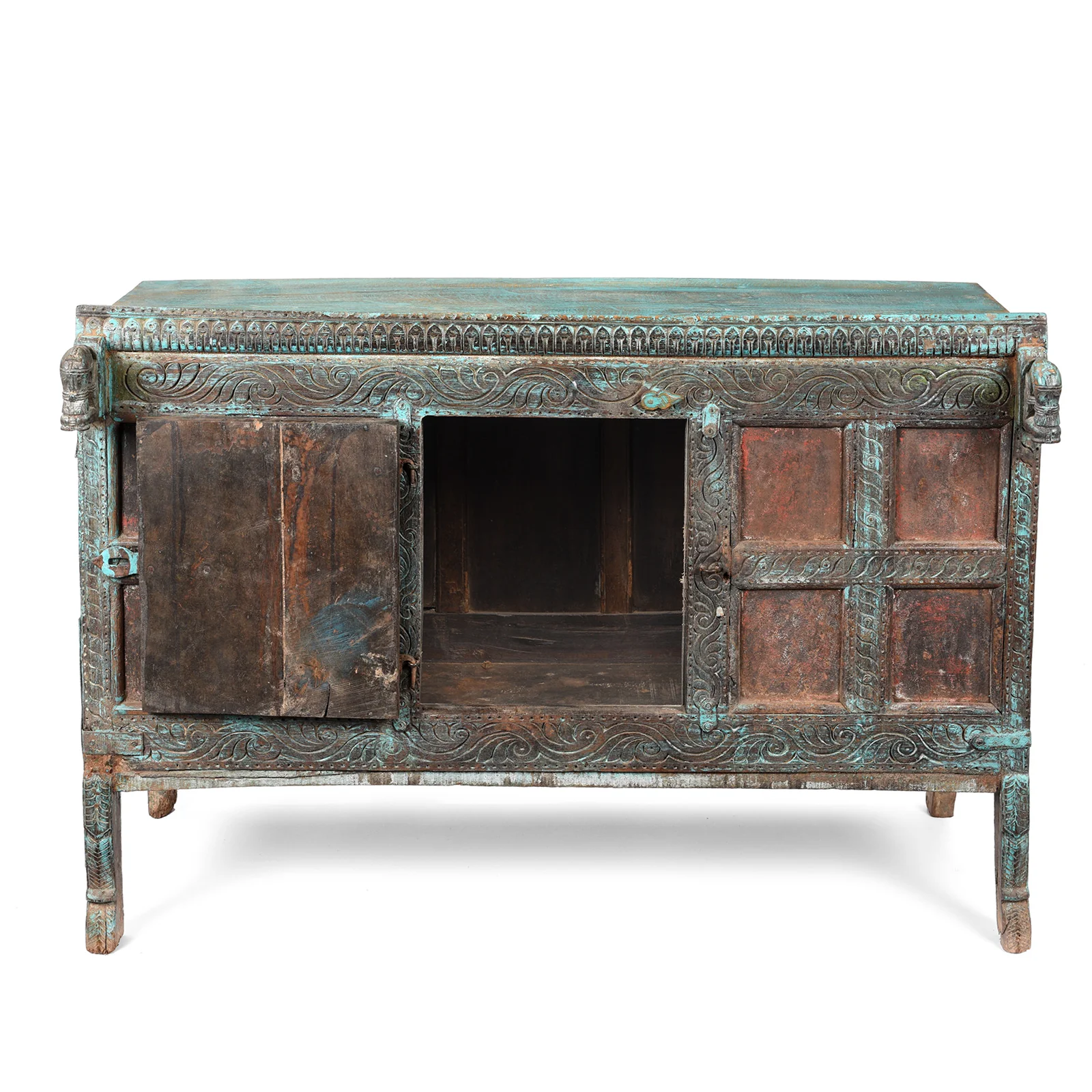 Painted Teak Manjus Dowry Chest From Saurashtra - 19thC - Image 4