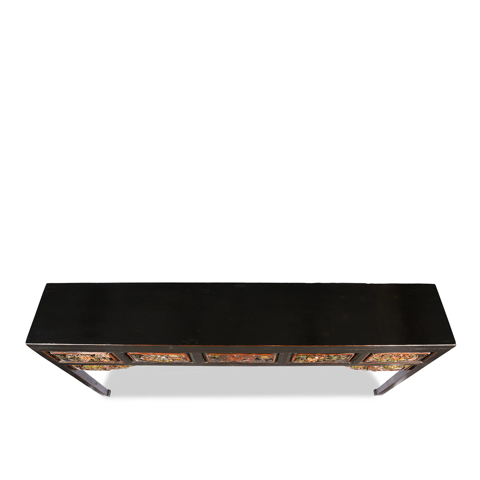 Carved Black Lacquer Elm Altar Table From Gansu -19th Century - Image 4