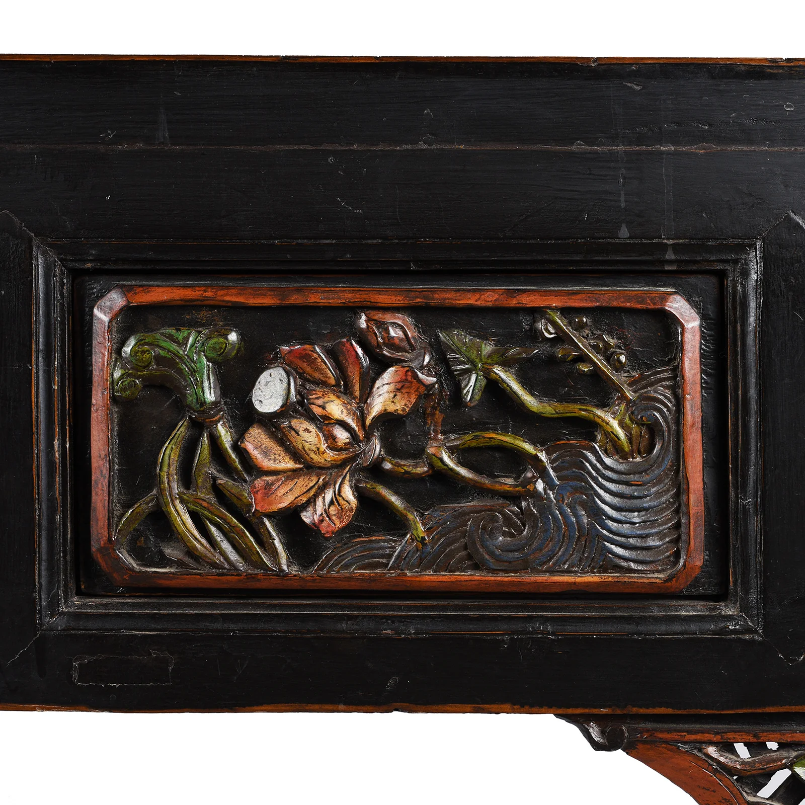Carved Black Lacquer Elm Altar Table From Gansu -19th Century - Image 7