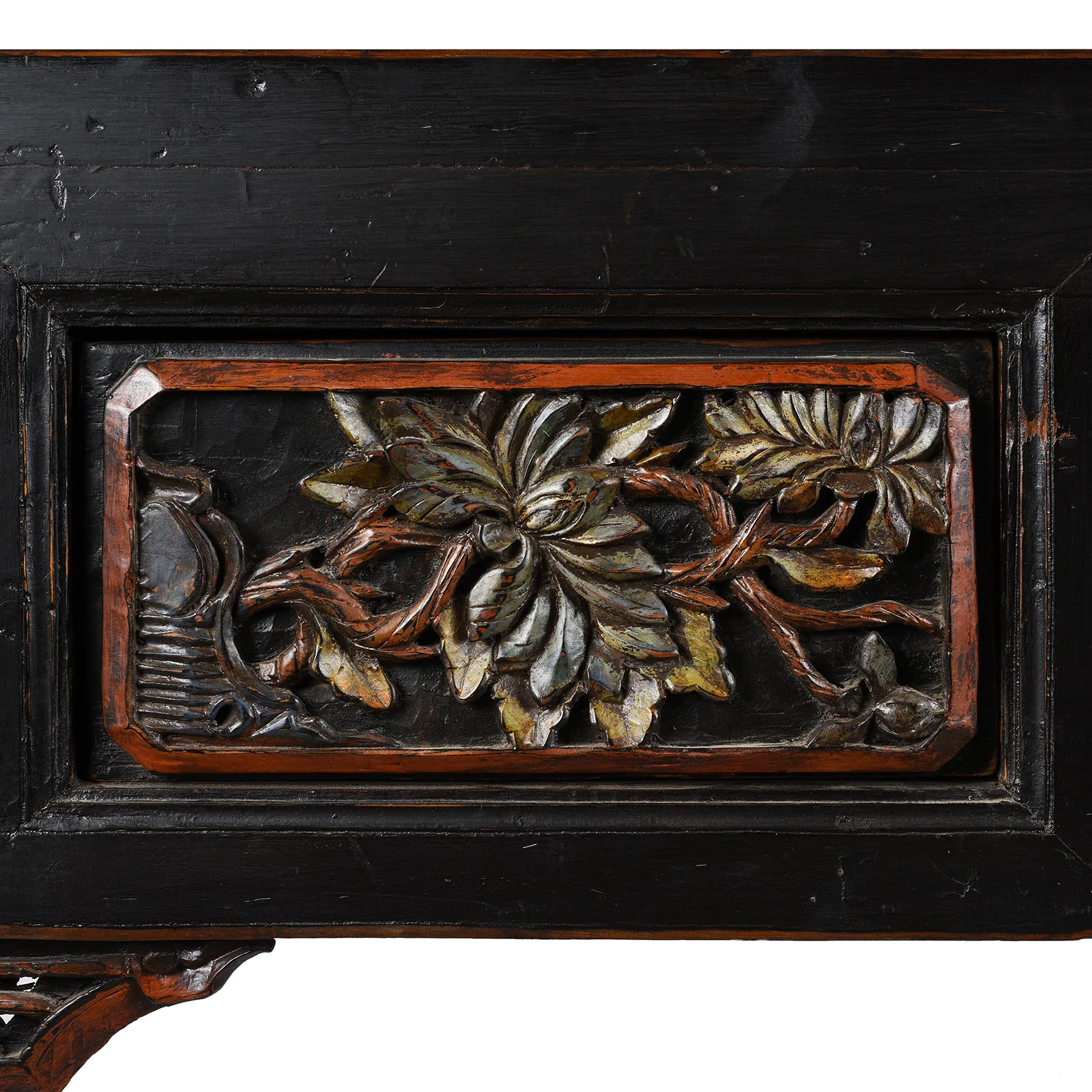 Carved Black Lacquer Elm Altar Table From Gansu -19th Century - Image 9