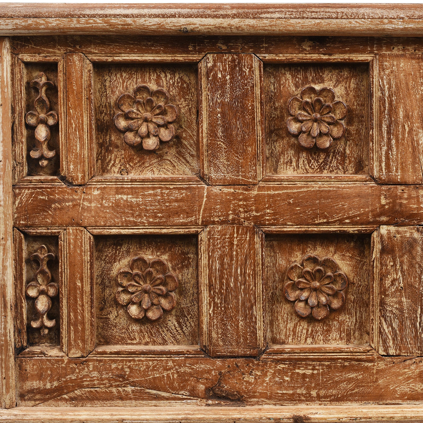 Carved Blanket Chest Made From Reclaimed Ceiling Panels - Image 2