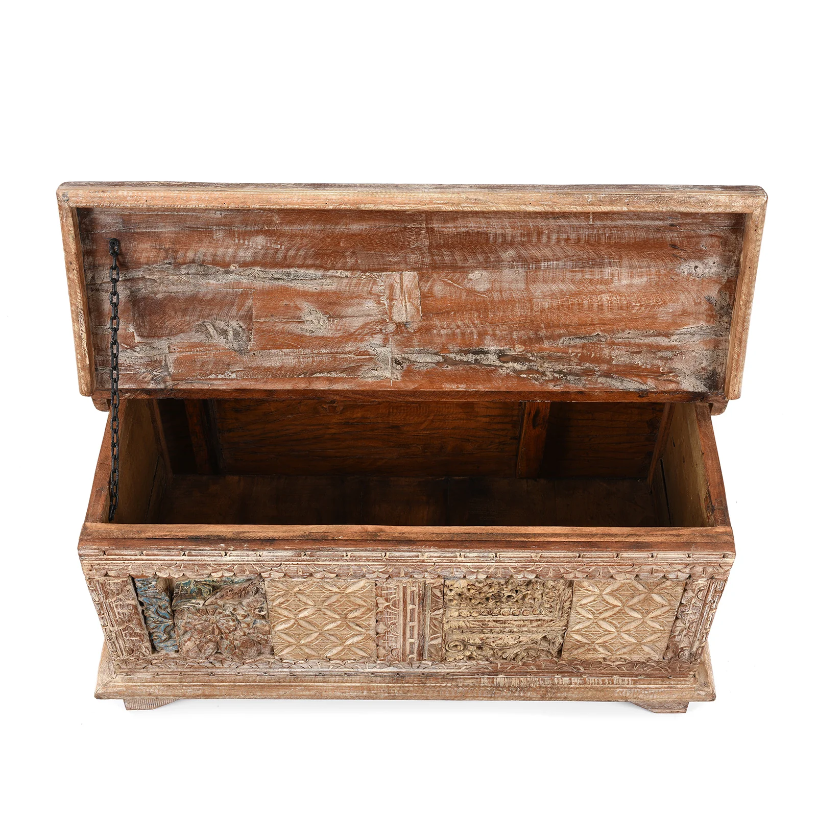 Carved Blanket Chest Made From Reclaimed Teak - Image 5