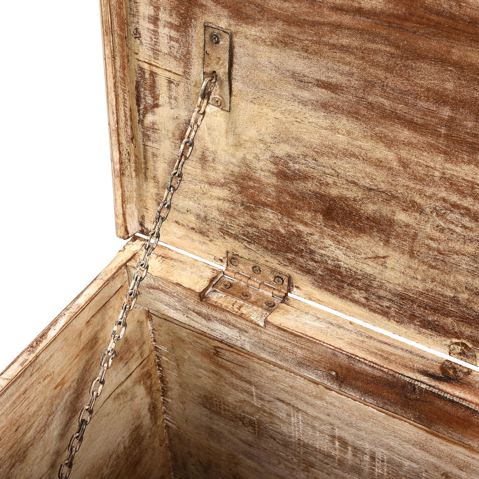 Carved Blanket Chest Made From Reclaimed Ceiling Panels - Image 6