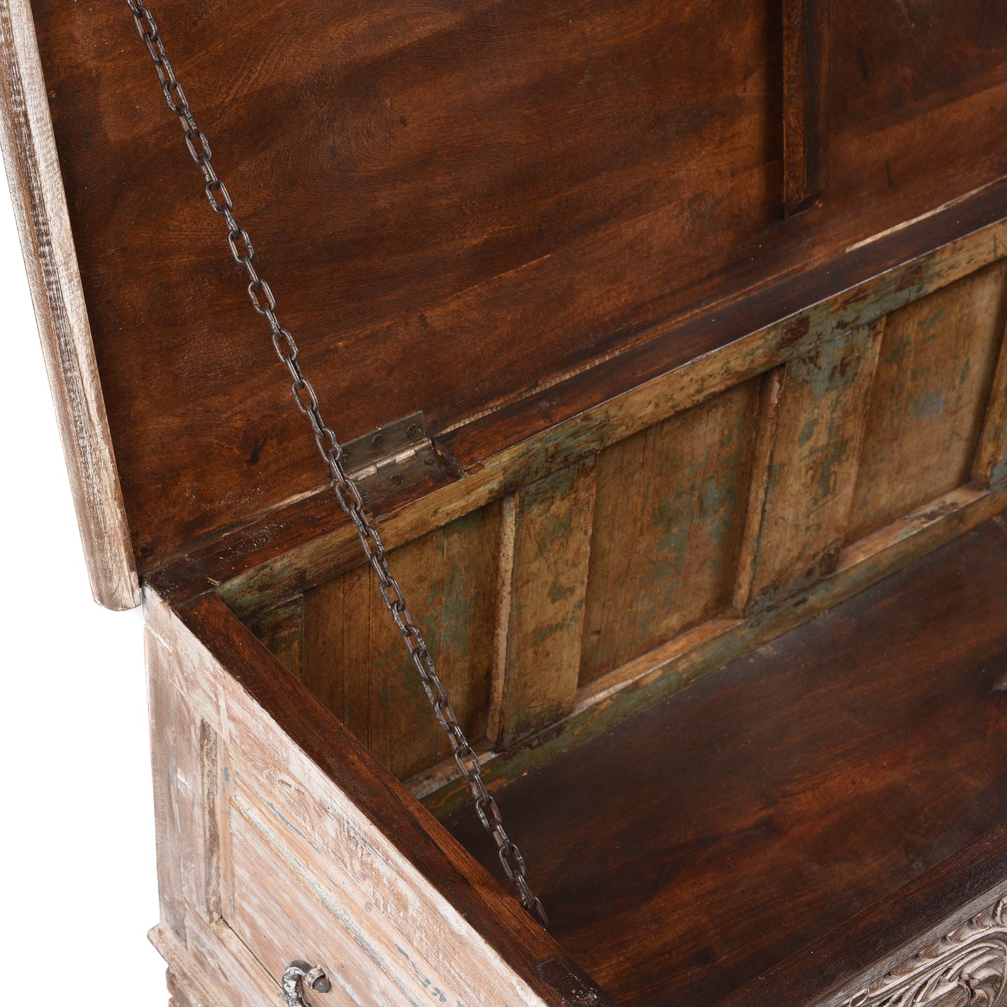 Carved Blanket Chest Made From Old Teak Wood - Image 10