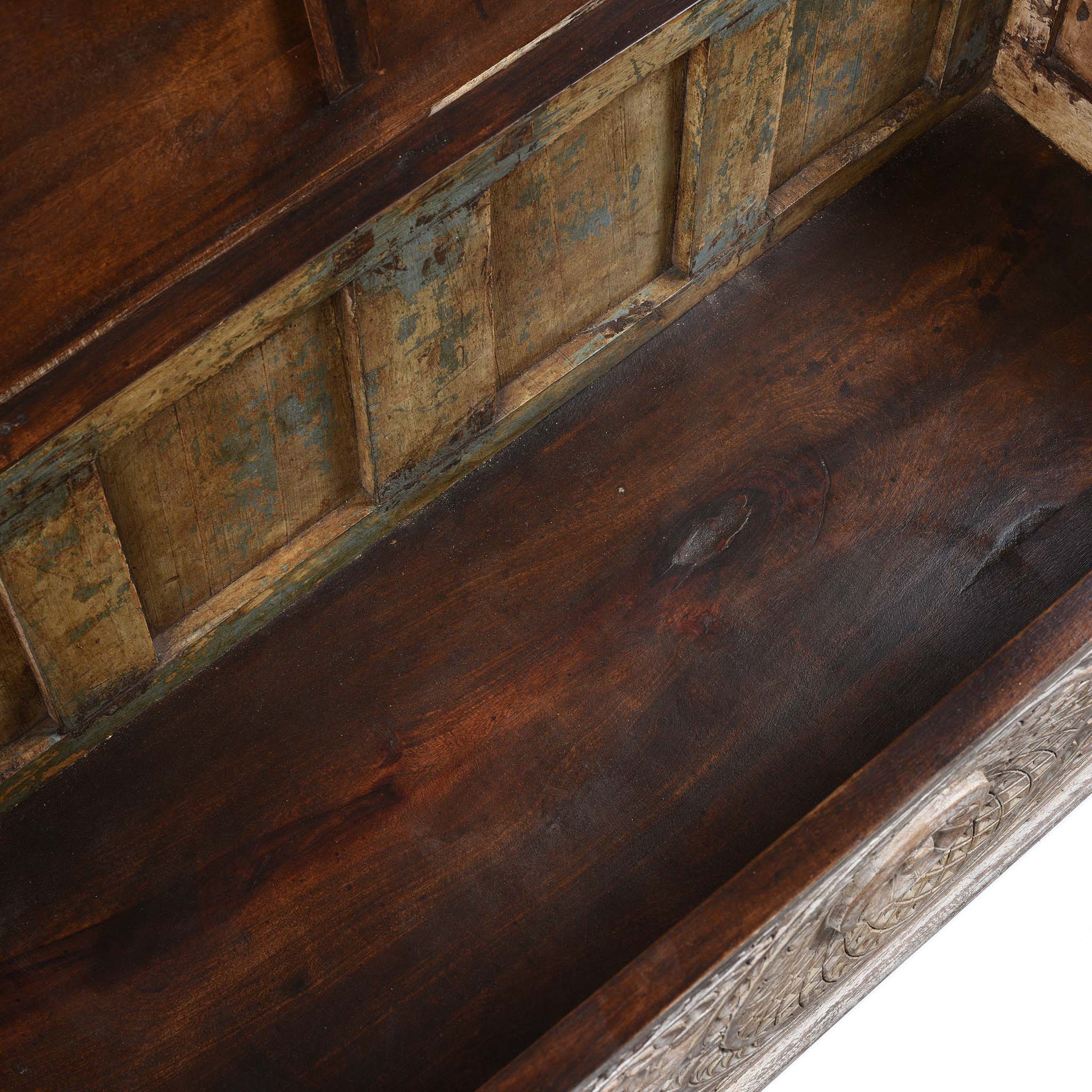 Carved Blanket Chest Made From Old Teak Wood - Image 3