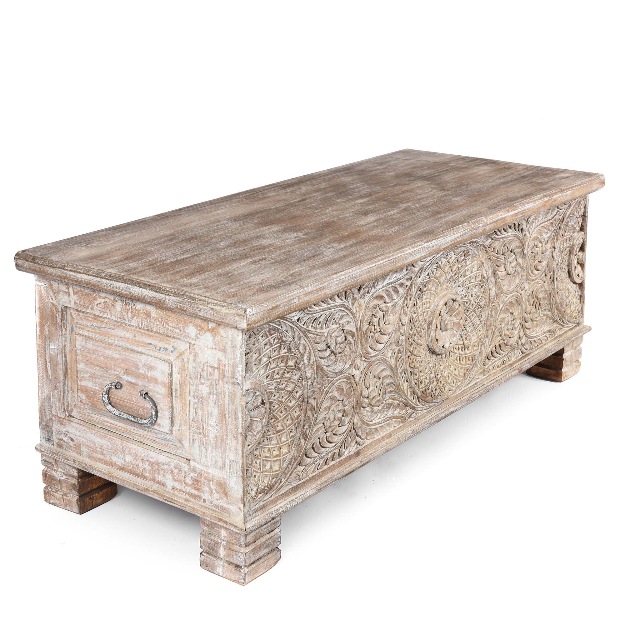 Carved Blanket Chest Made From Old Teak Wood - Image 7