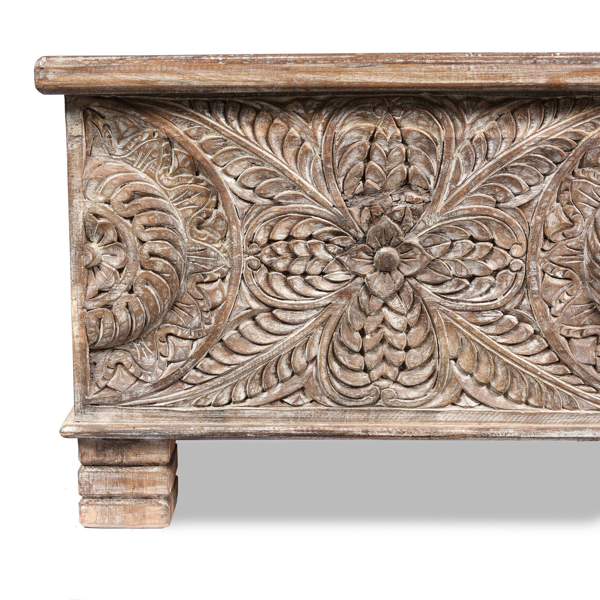Carved Blanket Chest Made From Reclaimed Painted Teak - Image 2