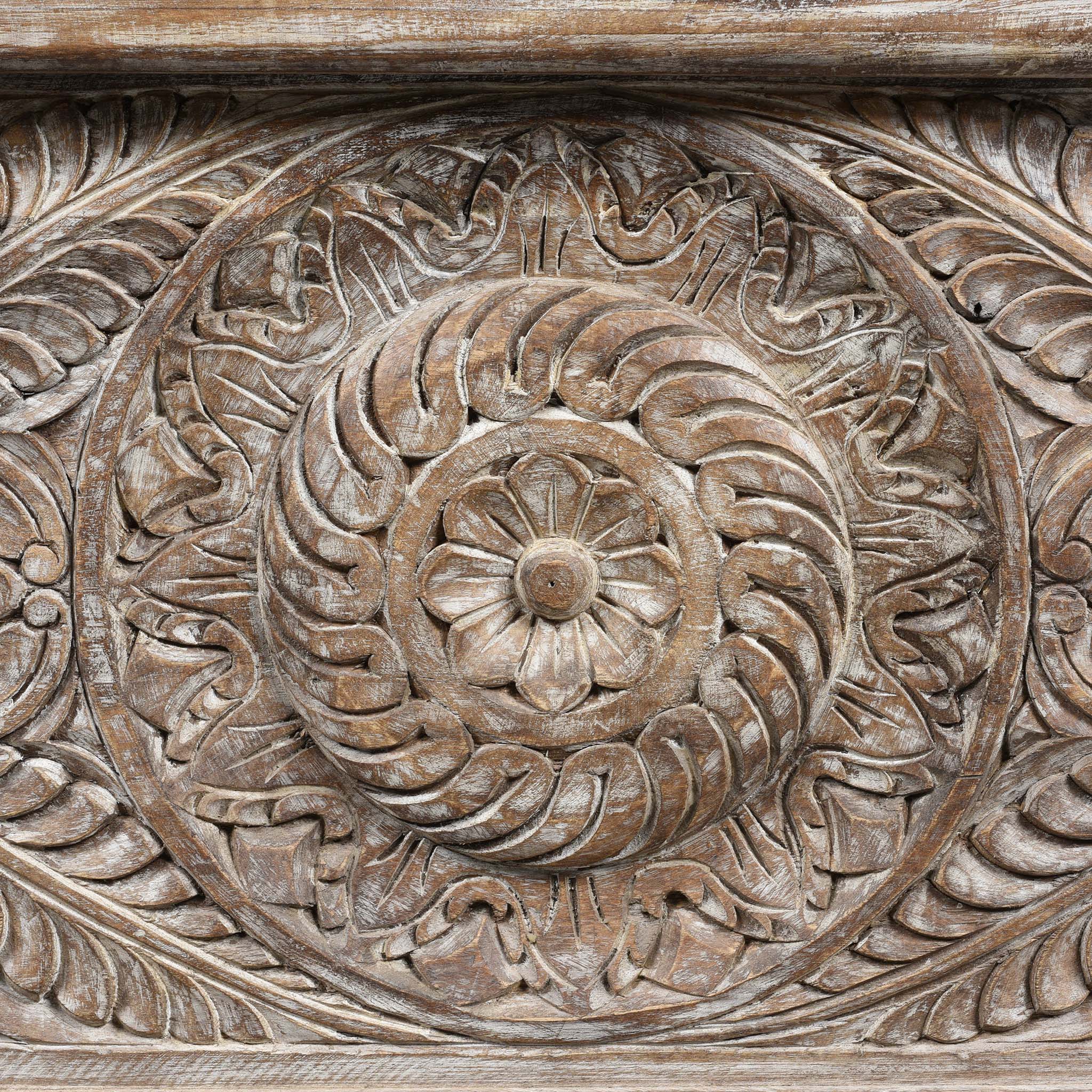 Carved Blanket Chest Made From Reclaimed Painted Teak - Image 3