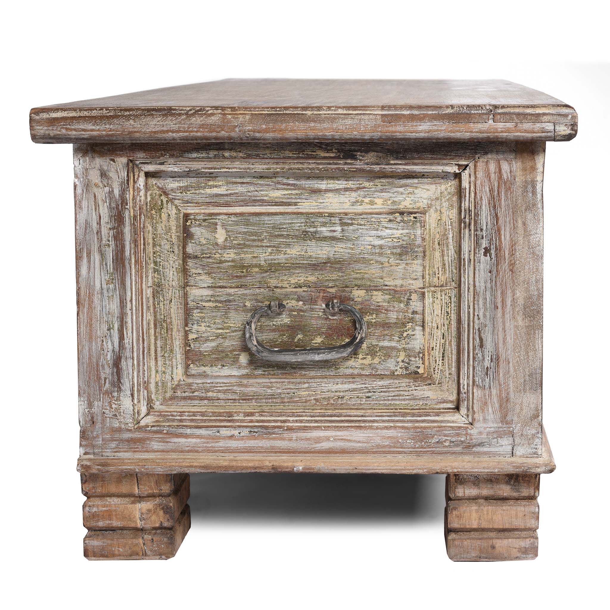 Carved Blanket Chest Made From Reclaimed Painted Teak - Image 7