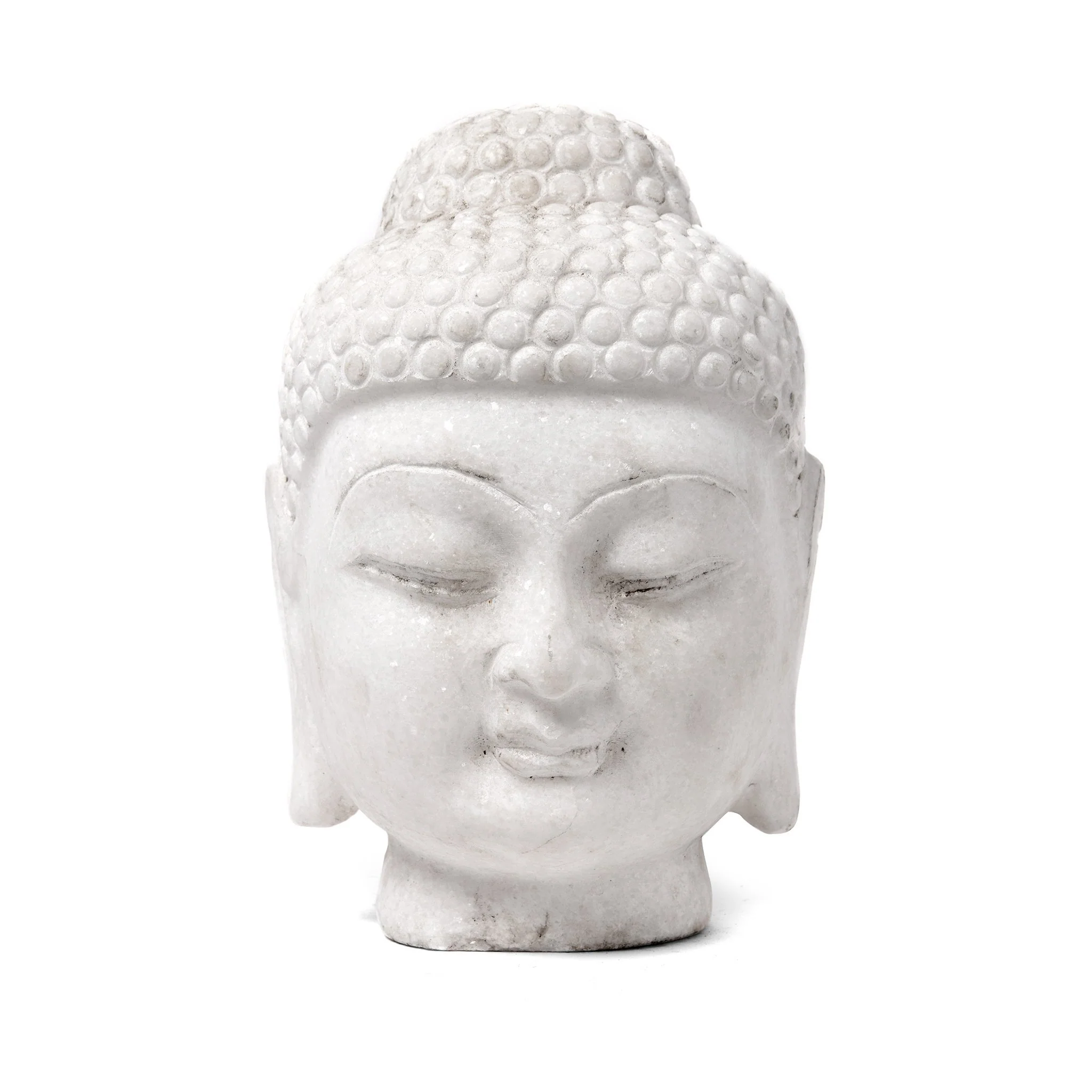 Carved Buddha Head - White Marble - Image 2