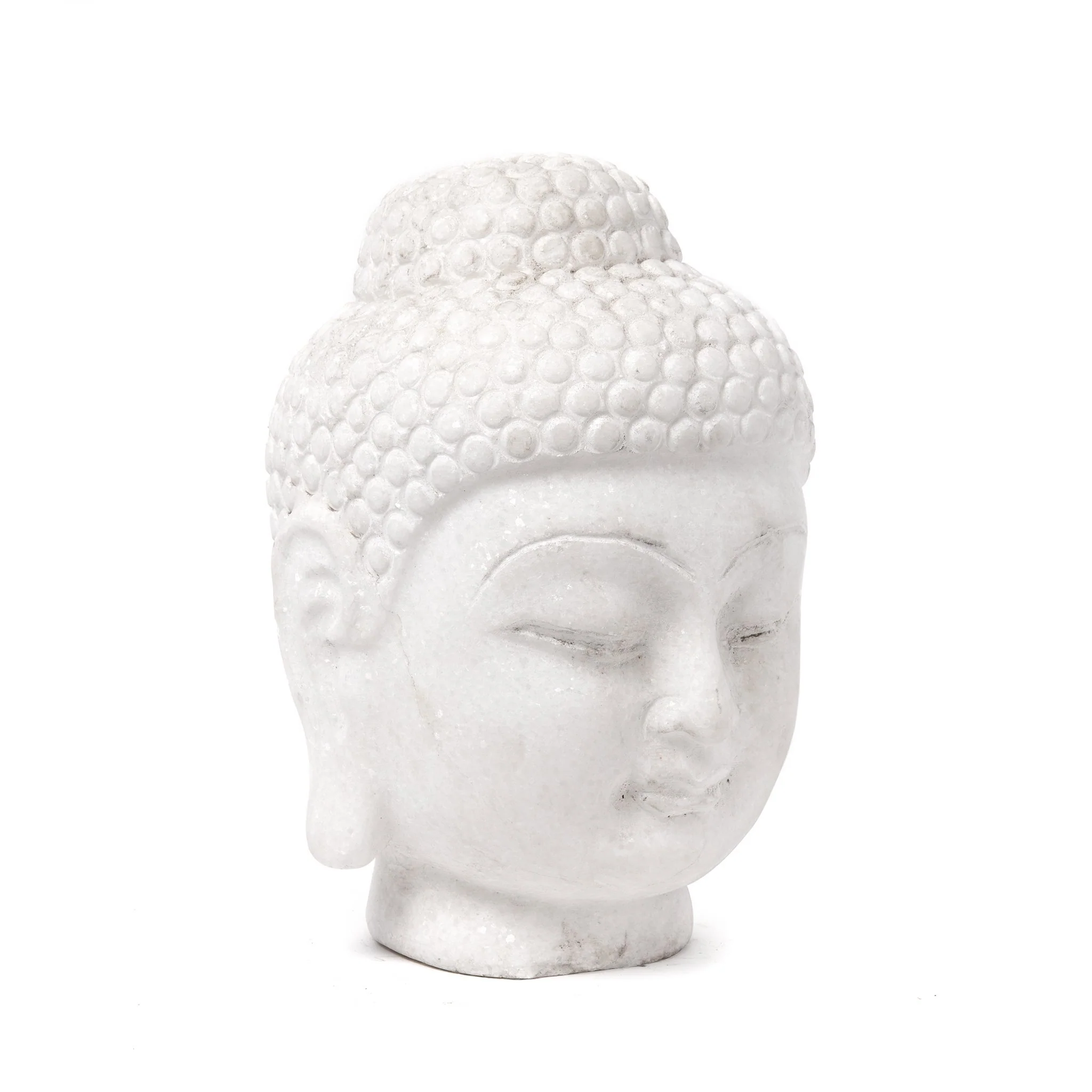 Carved Buddha Head - White Marble - Image 6