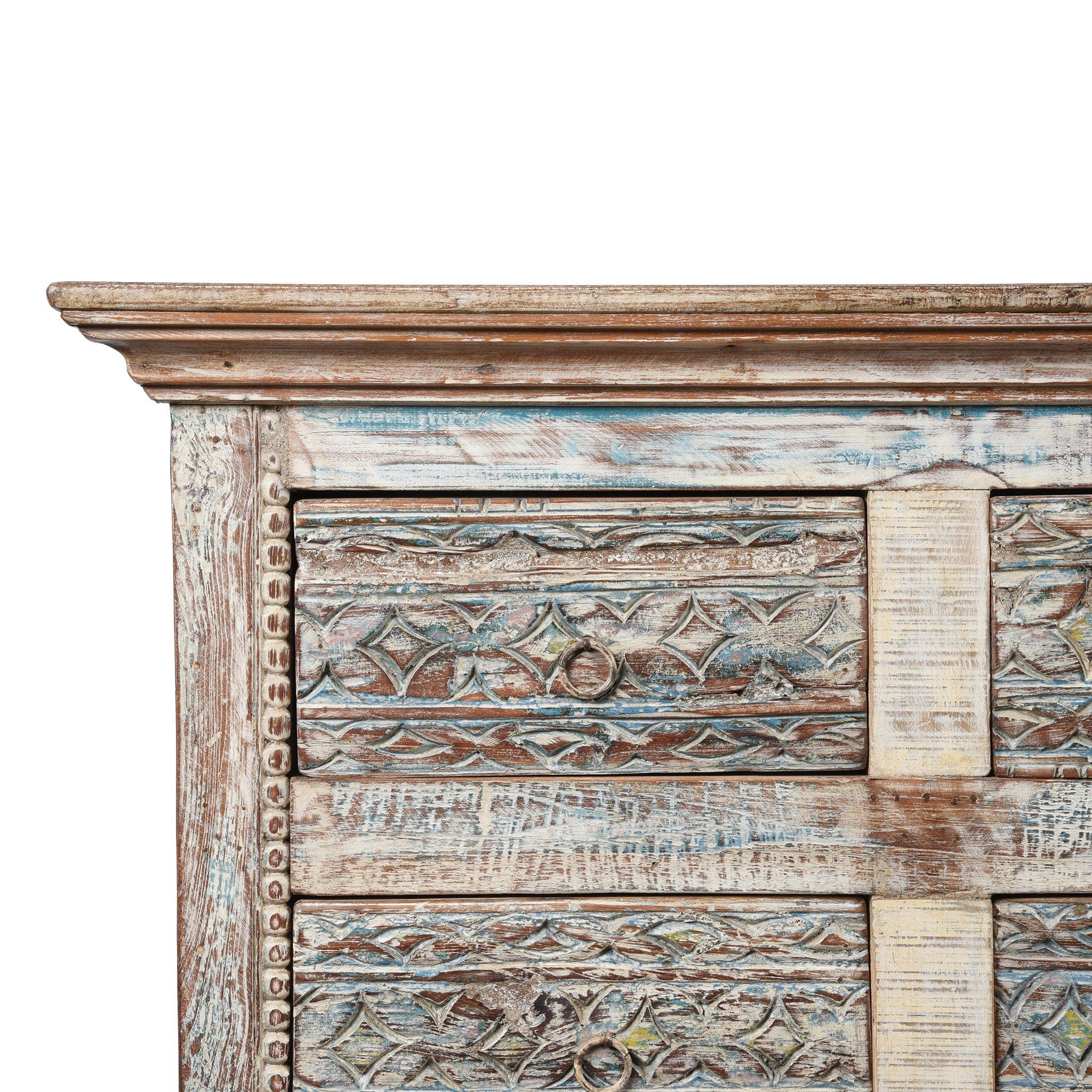 Carved Chest Of 12 Drawers Made From Reclaimed Teak - Image 2