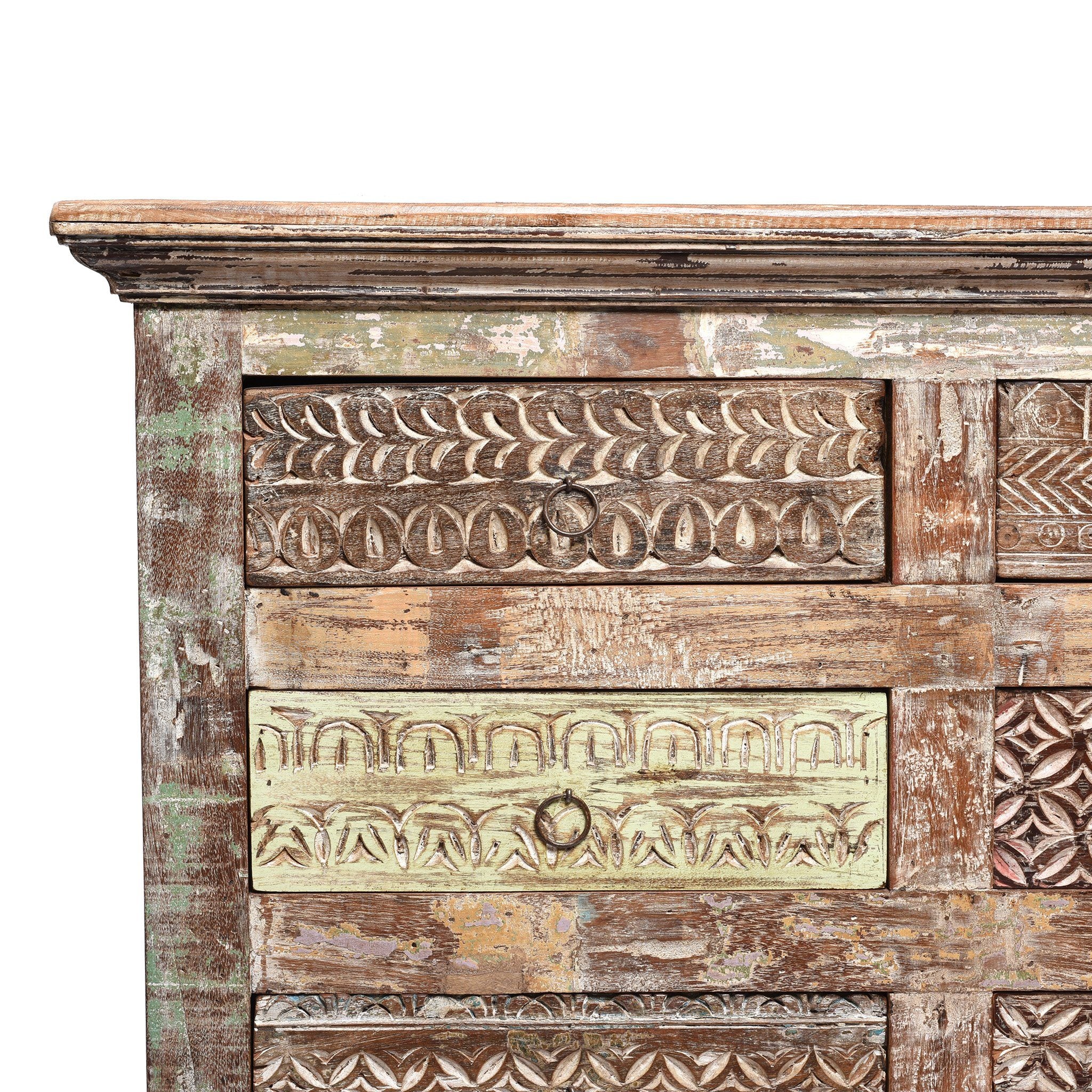 Carved Chest Of 8 Drawers Made From Reclaimed Teak - Image 3
