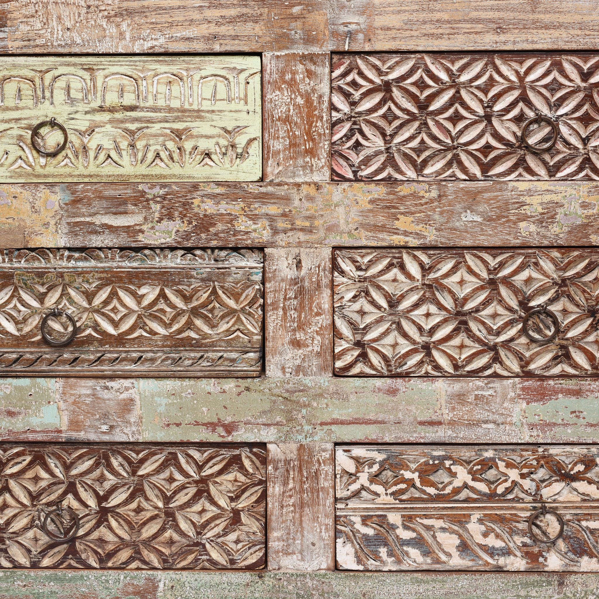 Carved Chest Of 8 Drawers Made From Reclaimed Teak - Image 4