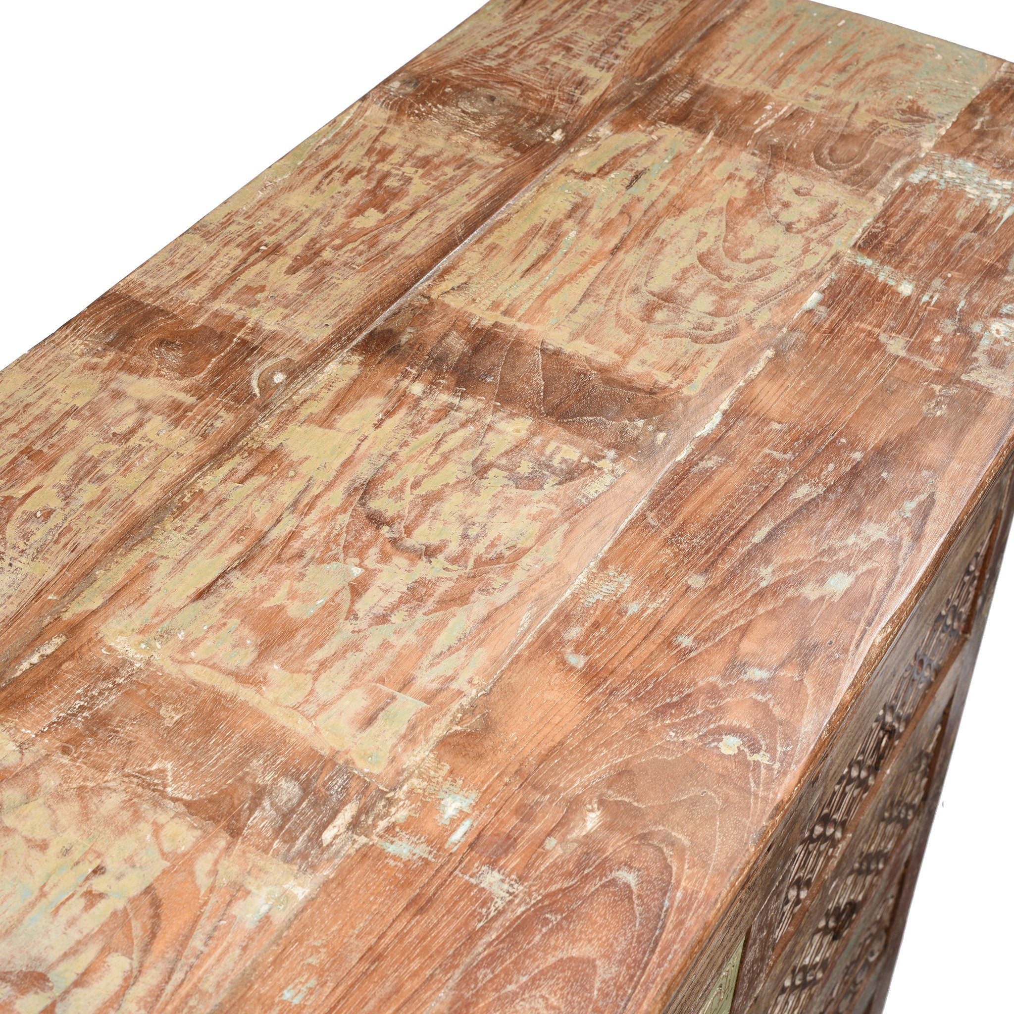 Carved Chest Of 8 Drawers Made From Reclaimed Teak - Image 5